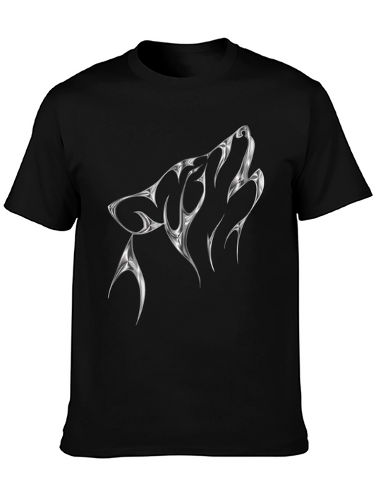 Tribal Wolf Graphic Tee - Black