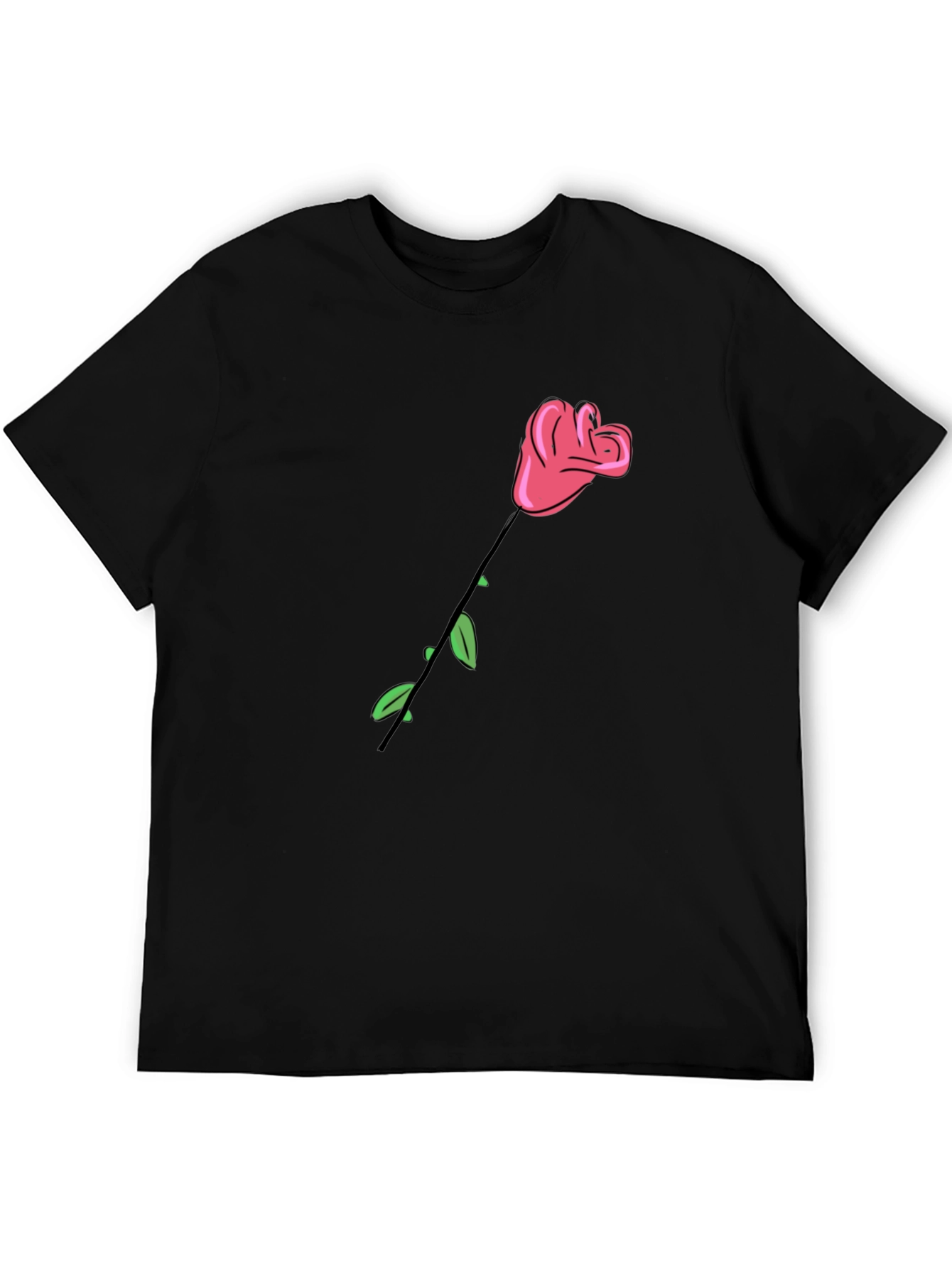 Rose Graphic Black T-Shirt - Stylish Casual Wear