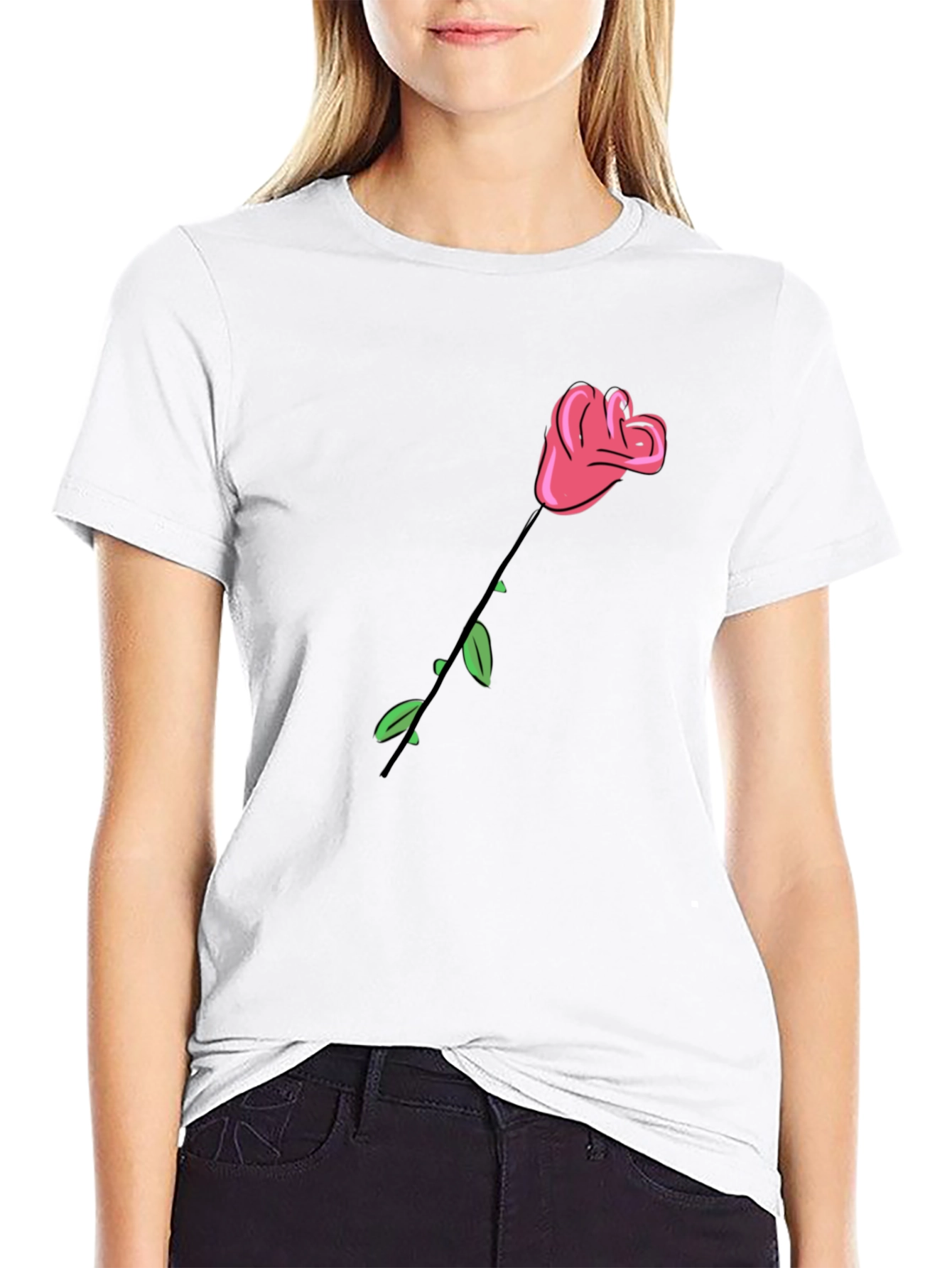 Rose Graphic Black T-Shirt - Stylish Casual Wear
