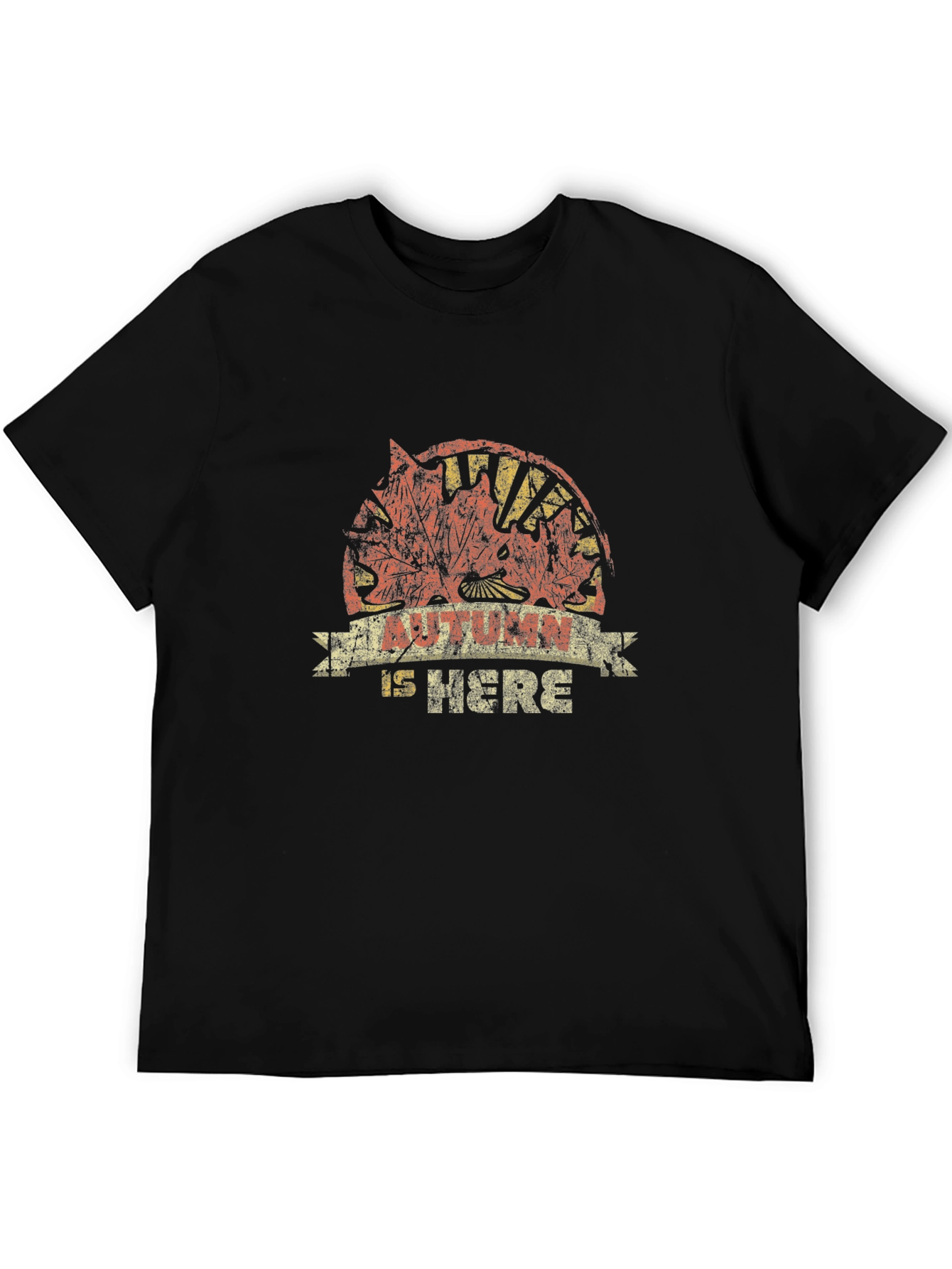 Autumn Is Here Black Graphic T-Shirt