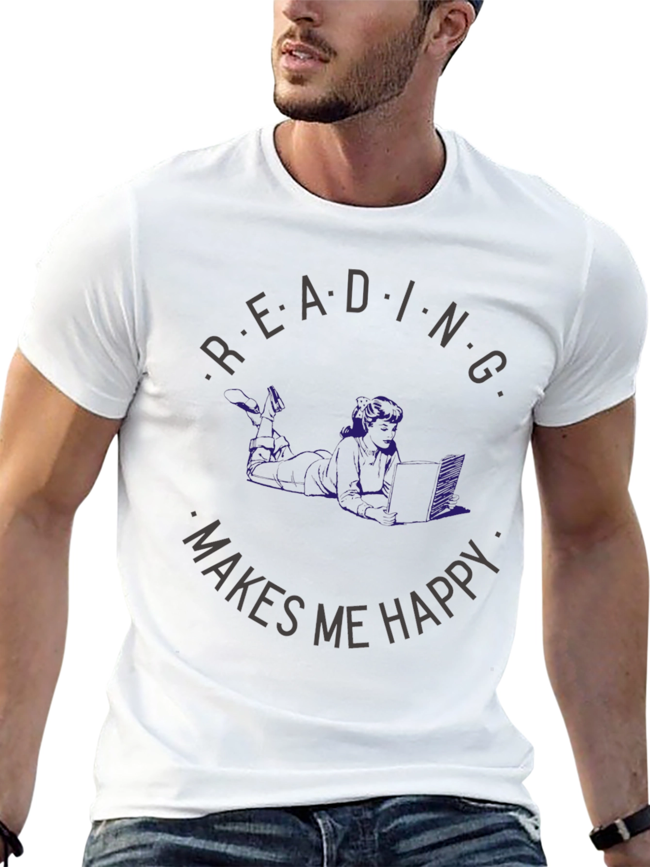 Reading Makes Me Happy T-Shirt - Book Lover Apparel