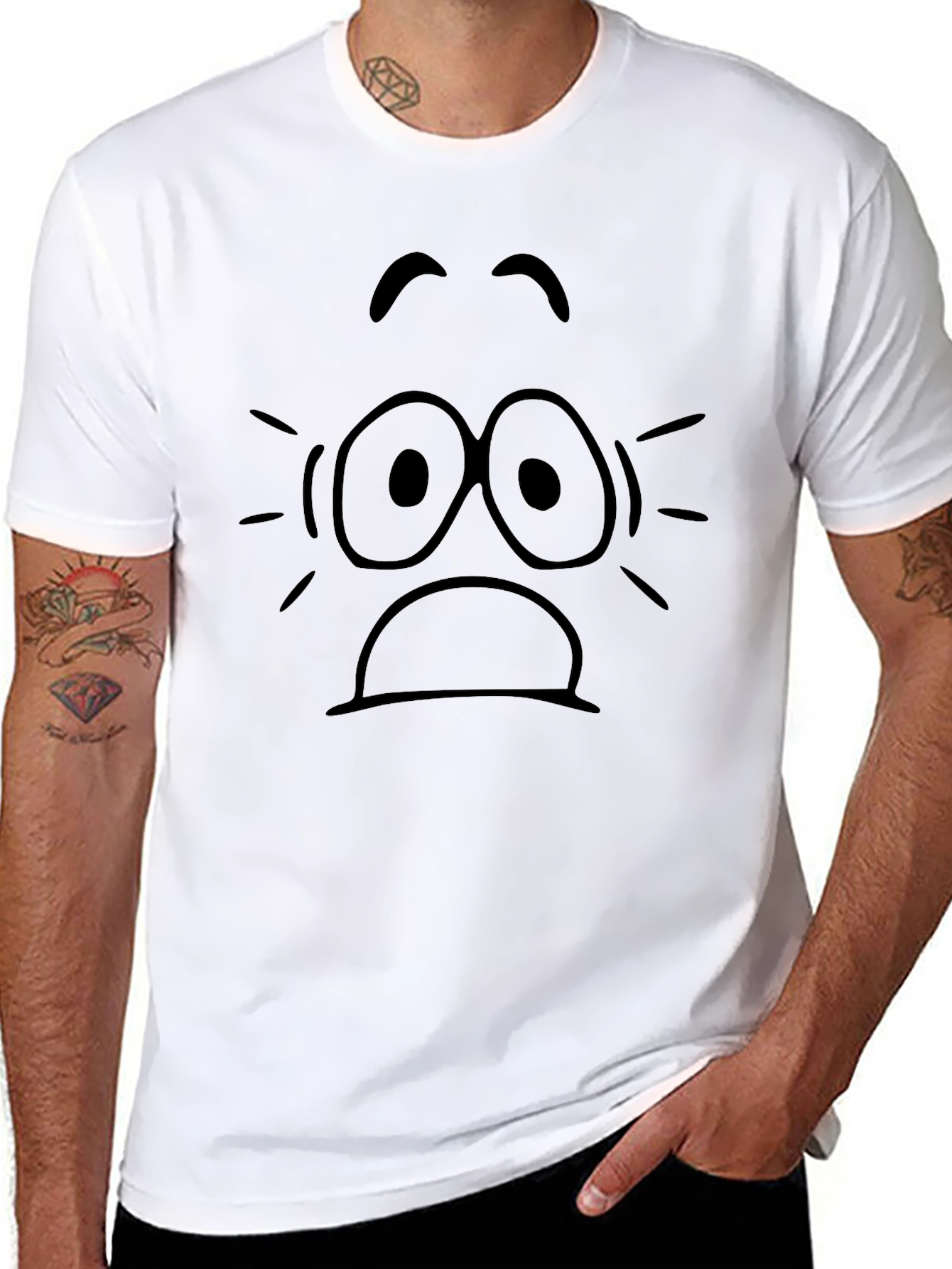 Shocked Expression Graphic Tee - Unisex Black T-Shirt