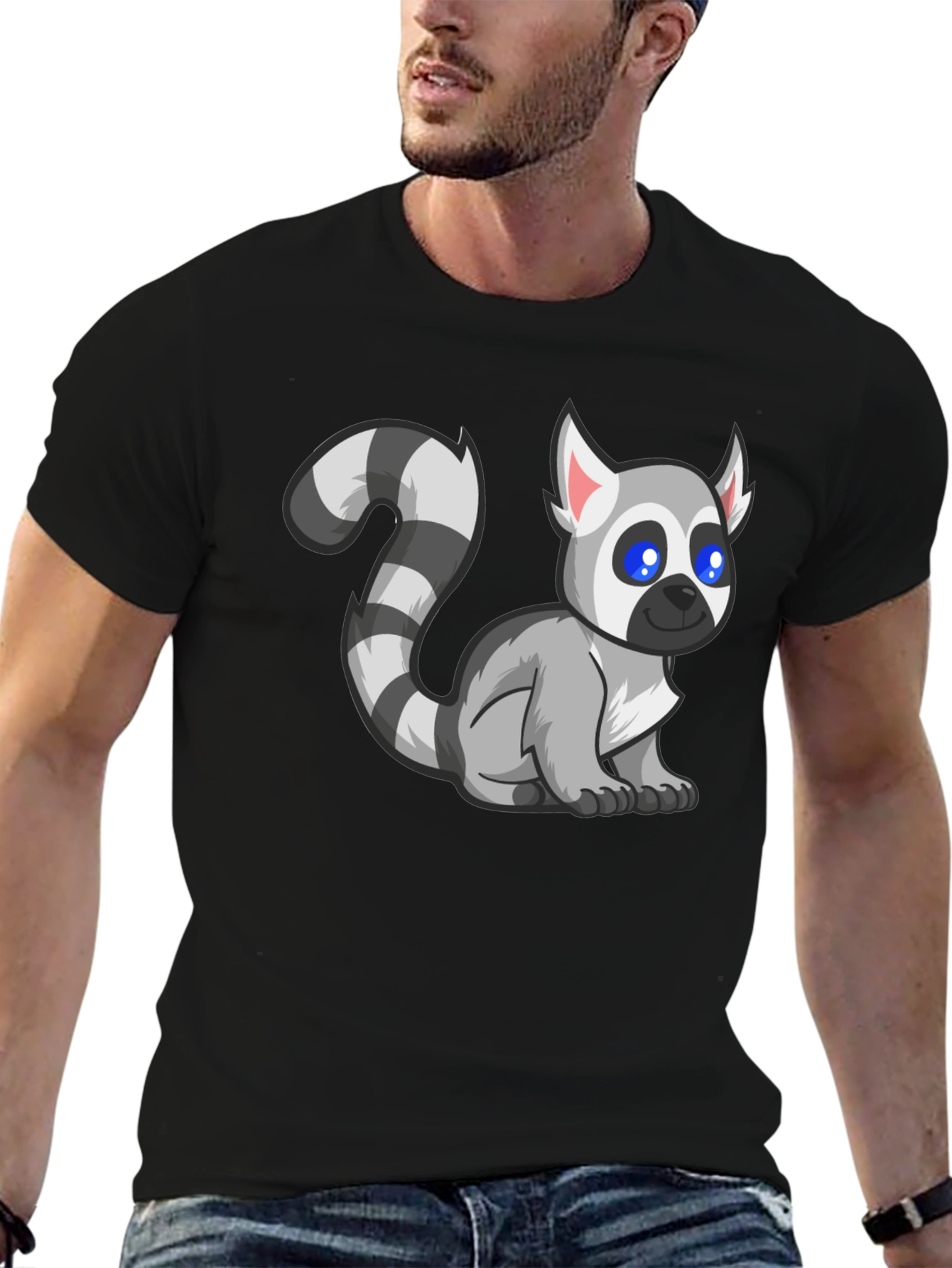 Lemur Graphic Tee - Black Cotton T-Shirt