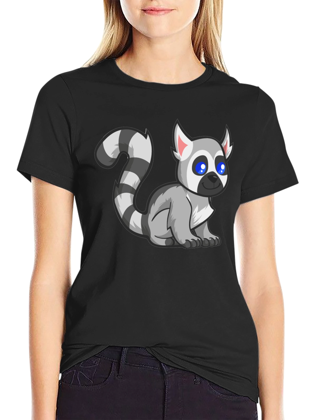 Lemur Graphic Tee - Black Cotton T-Shirt