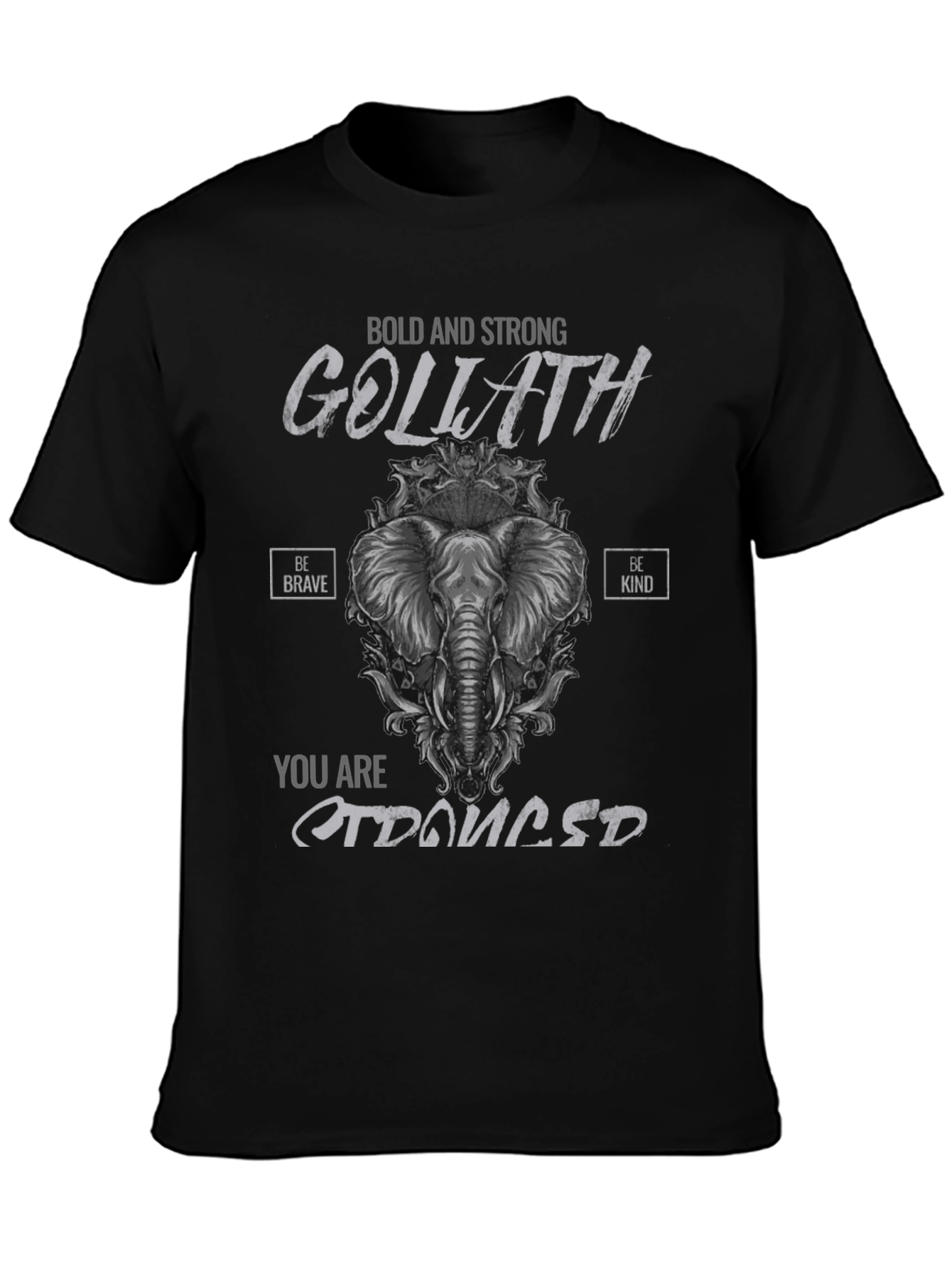 Bold Goliath Elephant Graphic Black T-Shirt