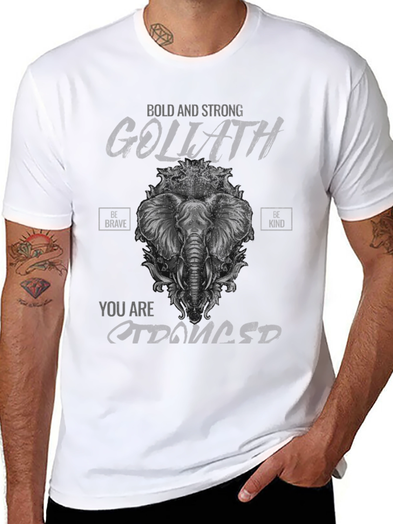Bold Goliath Elephant Graphic Black T-Shirt