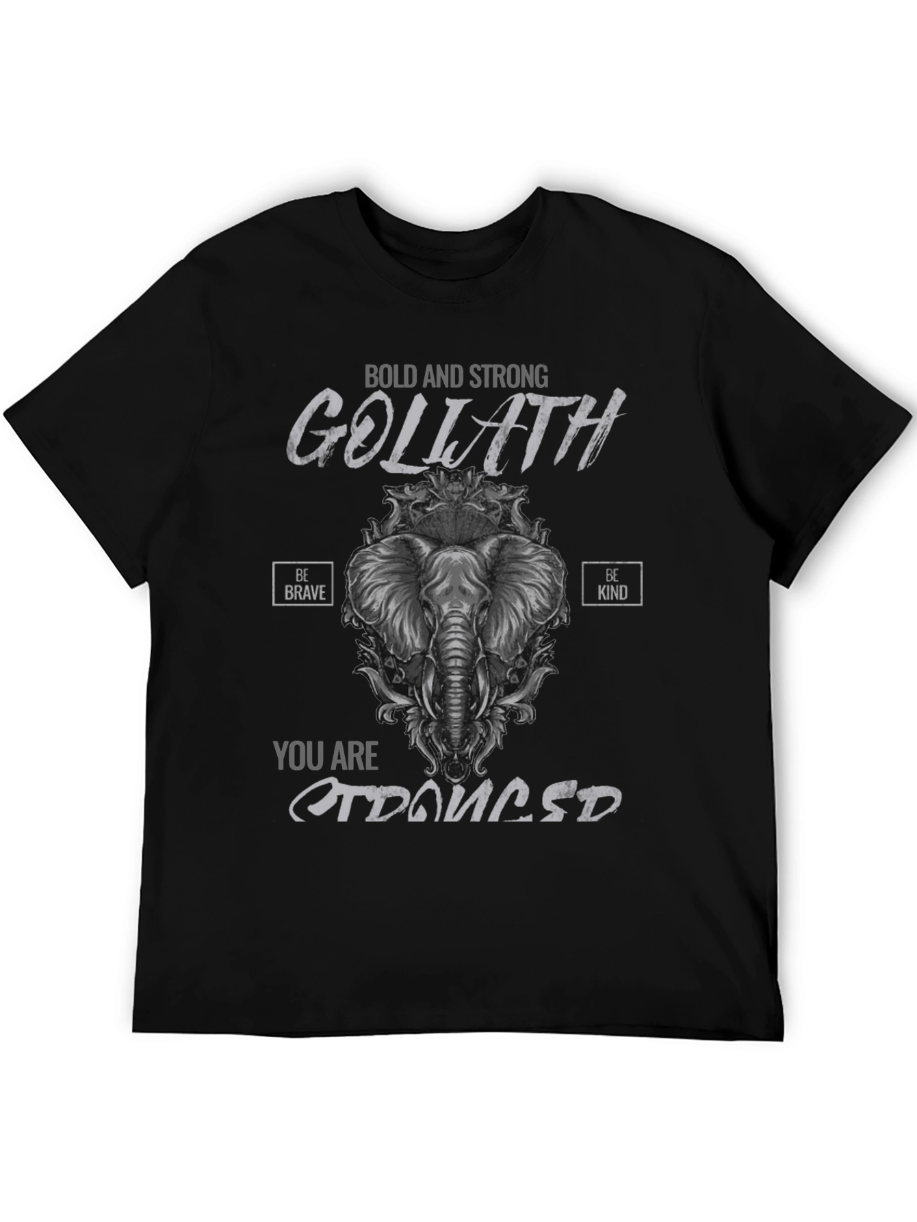 Bold Goliath Elephant Graphic Black T-Shirt