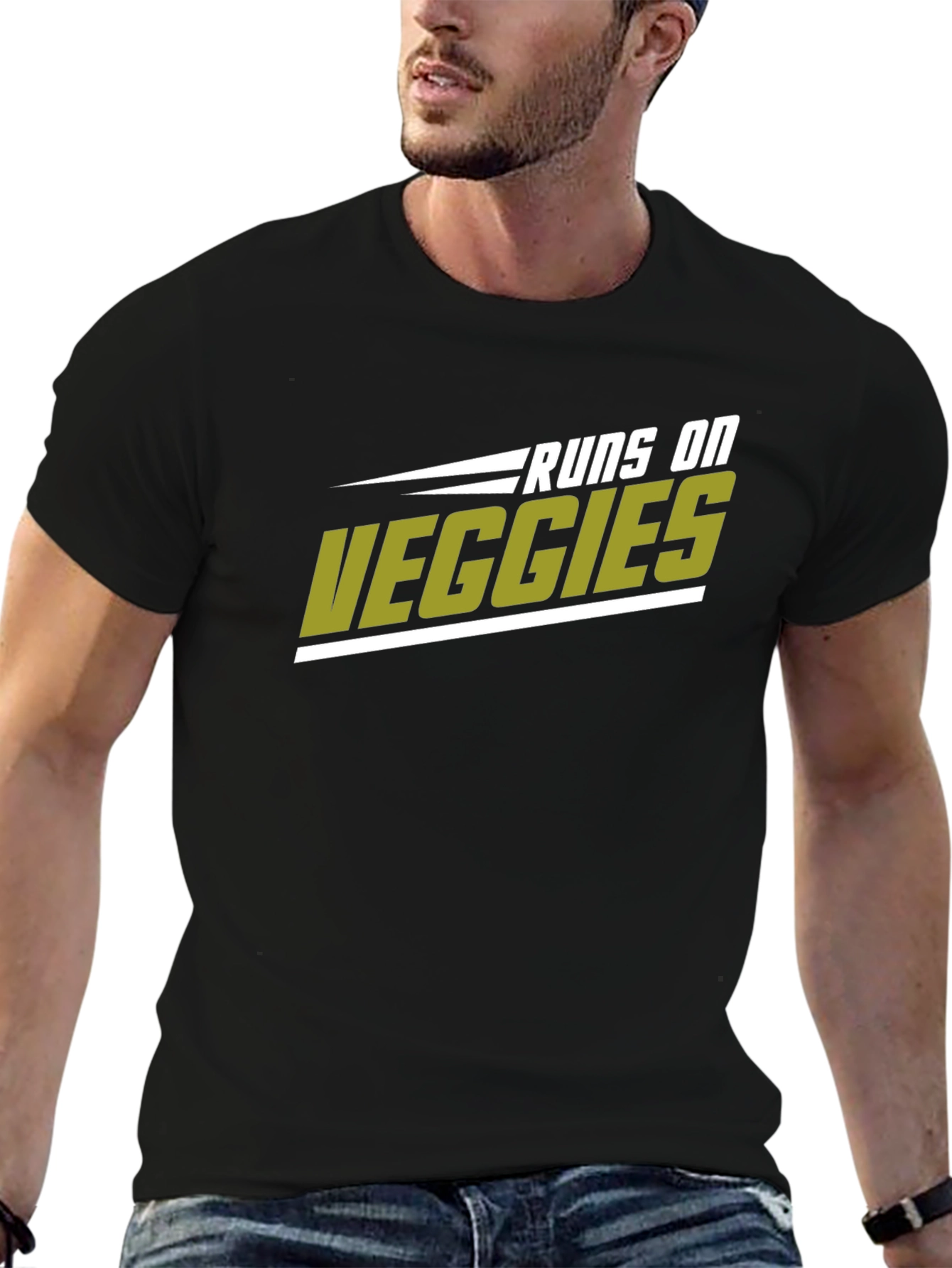 Runs on Veggies Graphic T-Shirt - Black