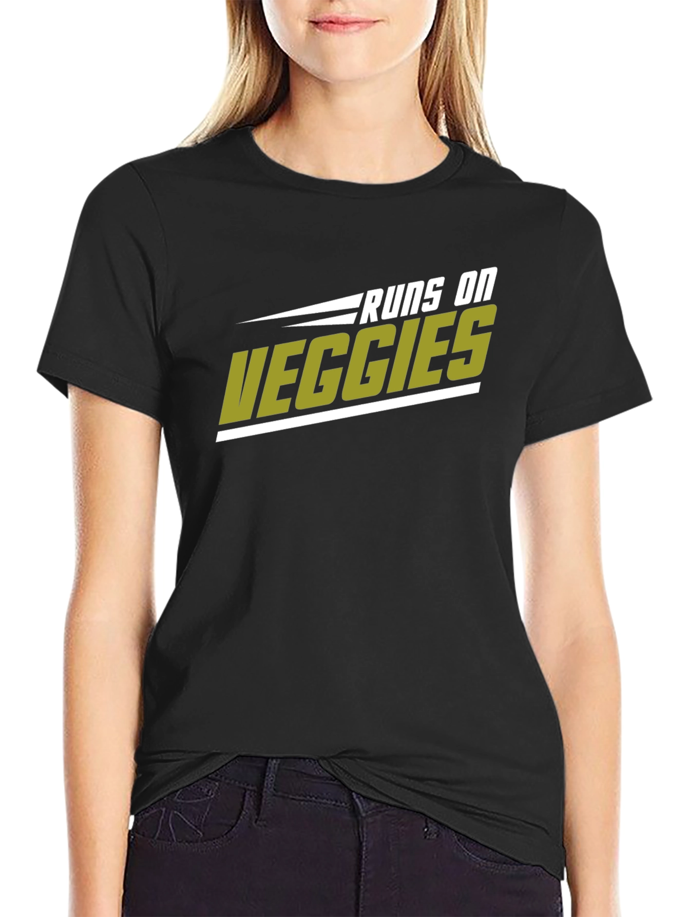 Runs on Veggies Graphic T-Shirt - Black