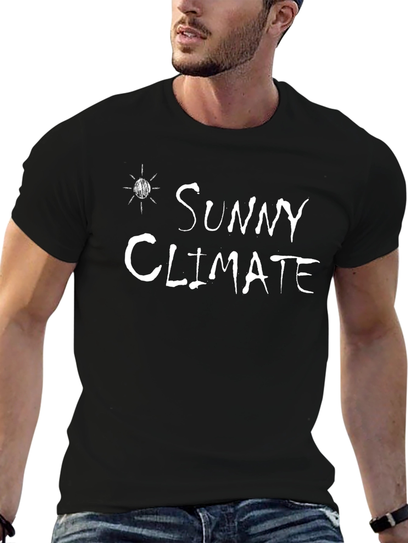 Sunny Climate Graphic Tee - Black Cotton T-Shirt