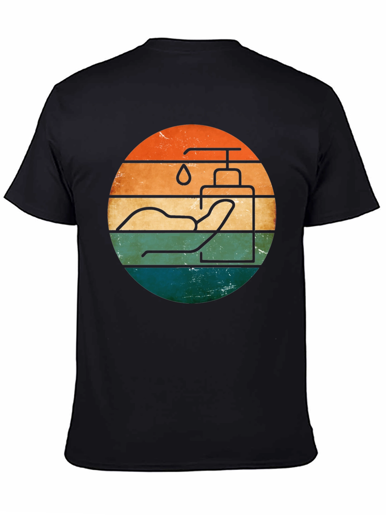 Retro Hand Sanitizer Graphic Tee - Black Cotton T-Shirt