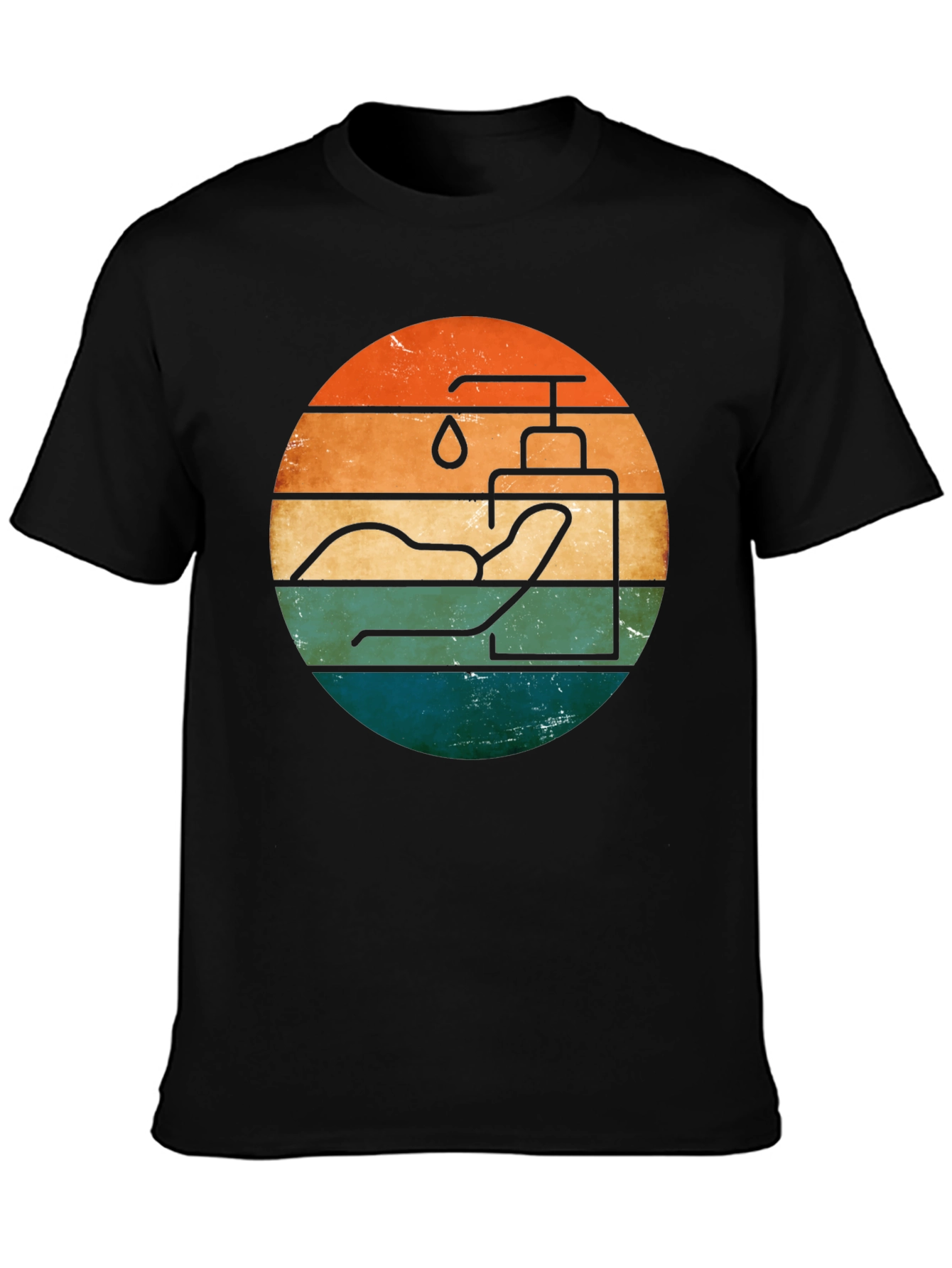 Retro Hand Sanitizer Graphic Tee - Black Cotton T-Shirt
