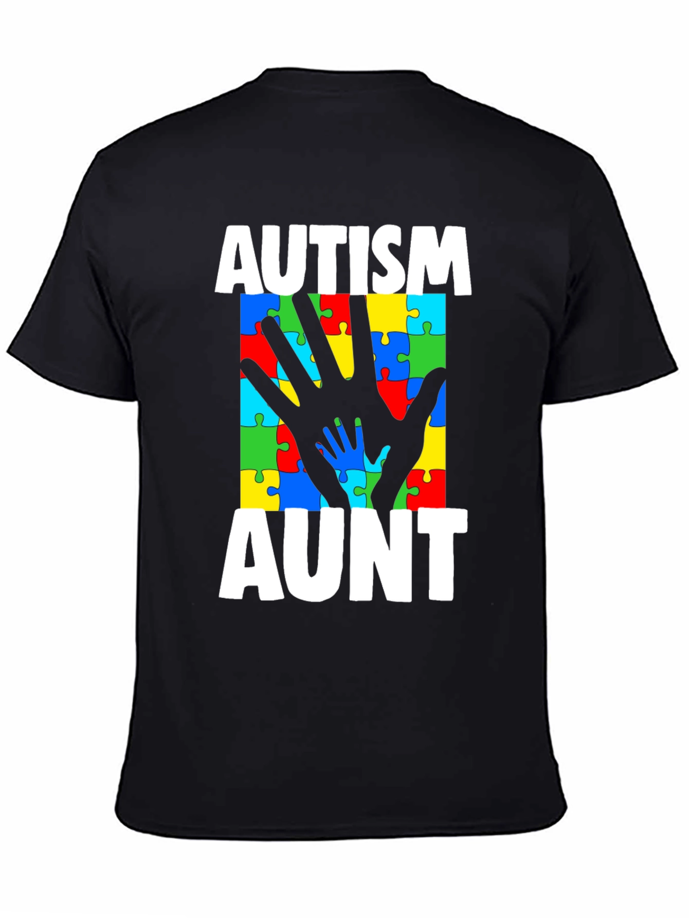 Autism Aunt T-Shirt - Puzzle Piece Hands Design