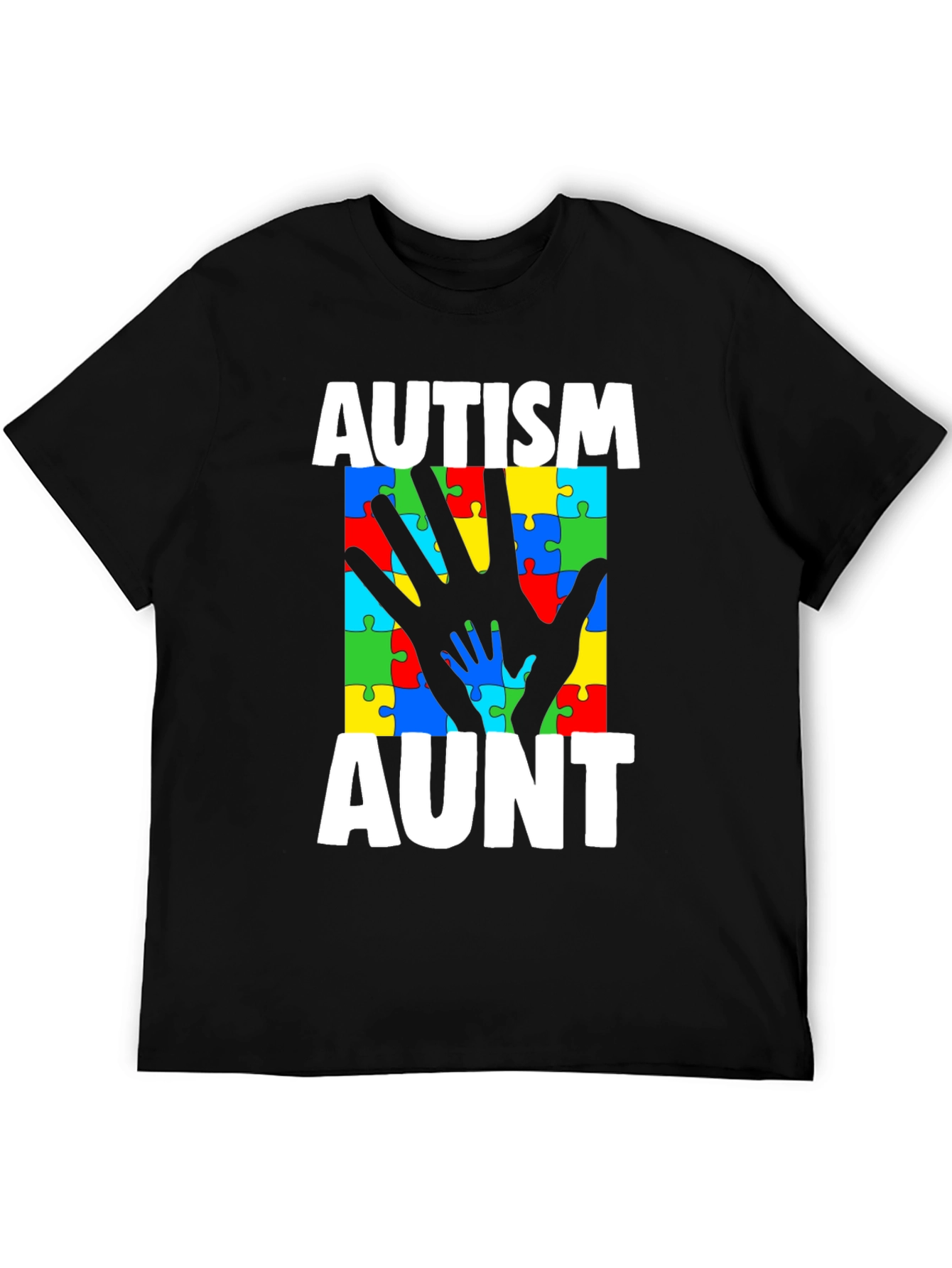 Autism Aunt T-Shirt - Puzzle Piece Hands Design