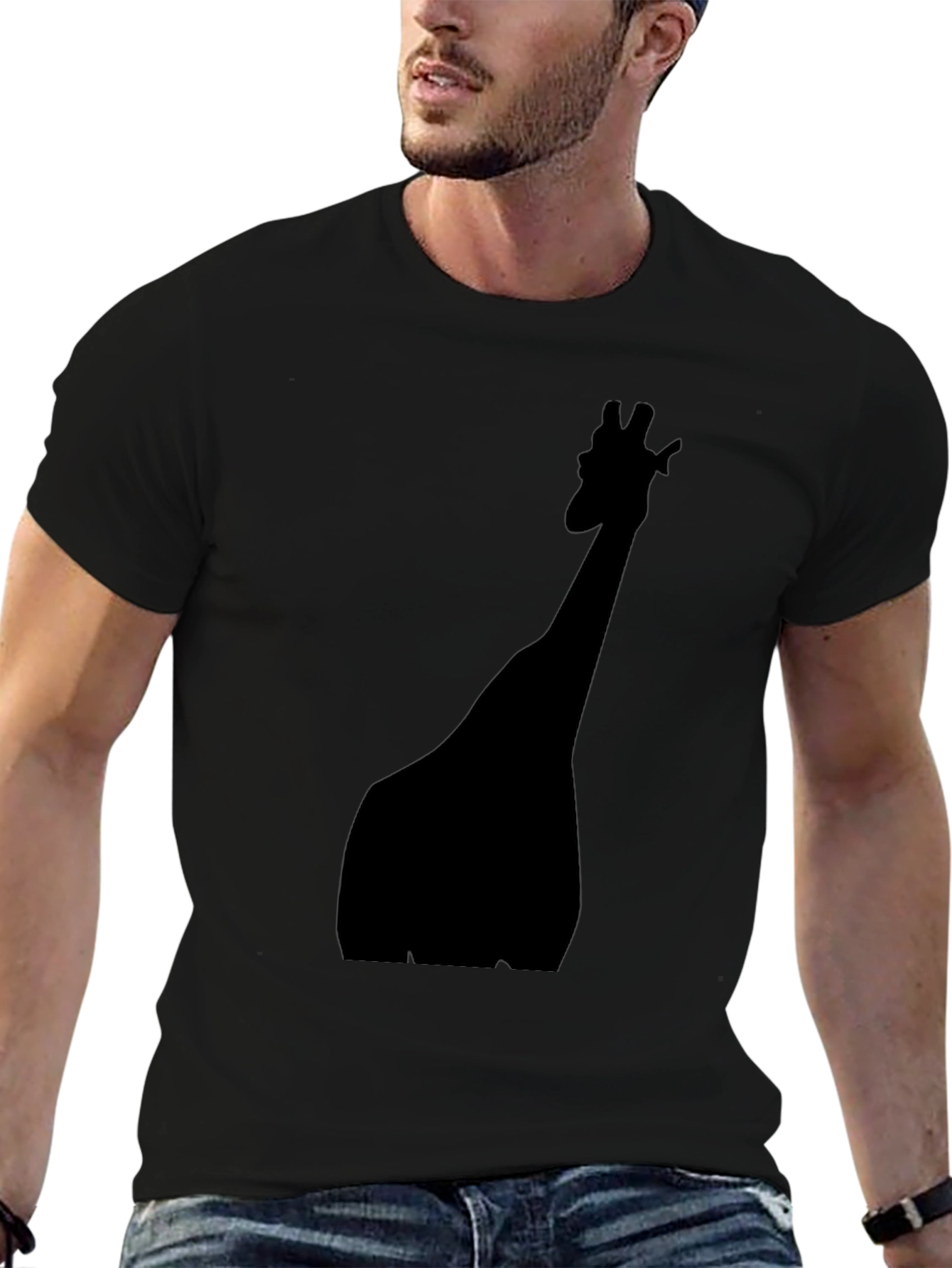 Giraffe Silhouette Black T-Shirt