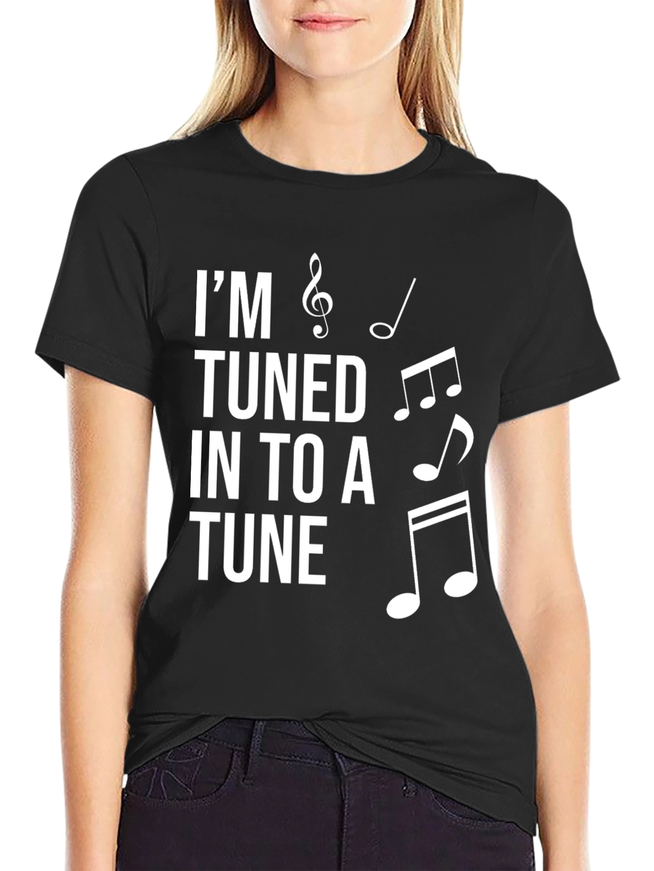 Im Tuned In To A Tune Black T-Shirt