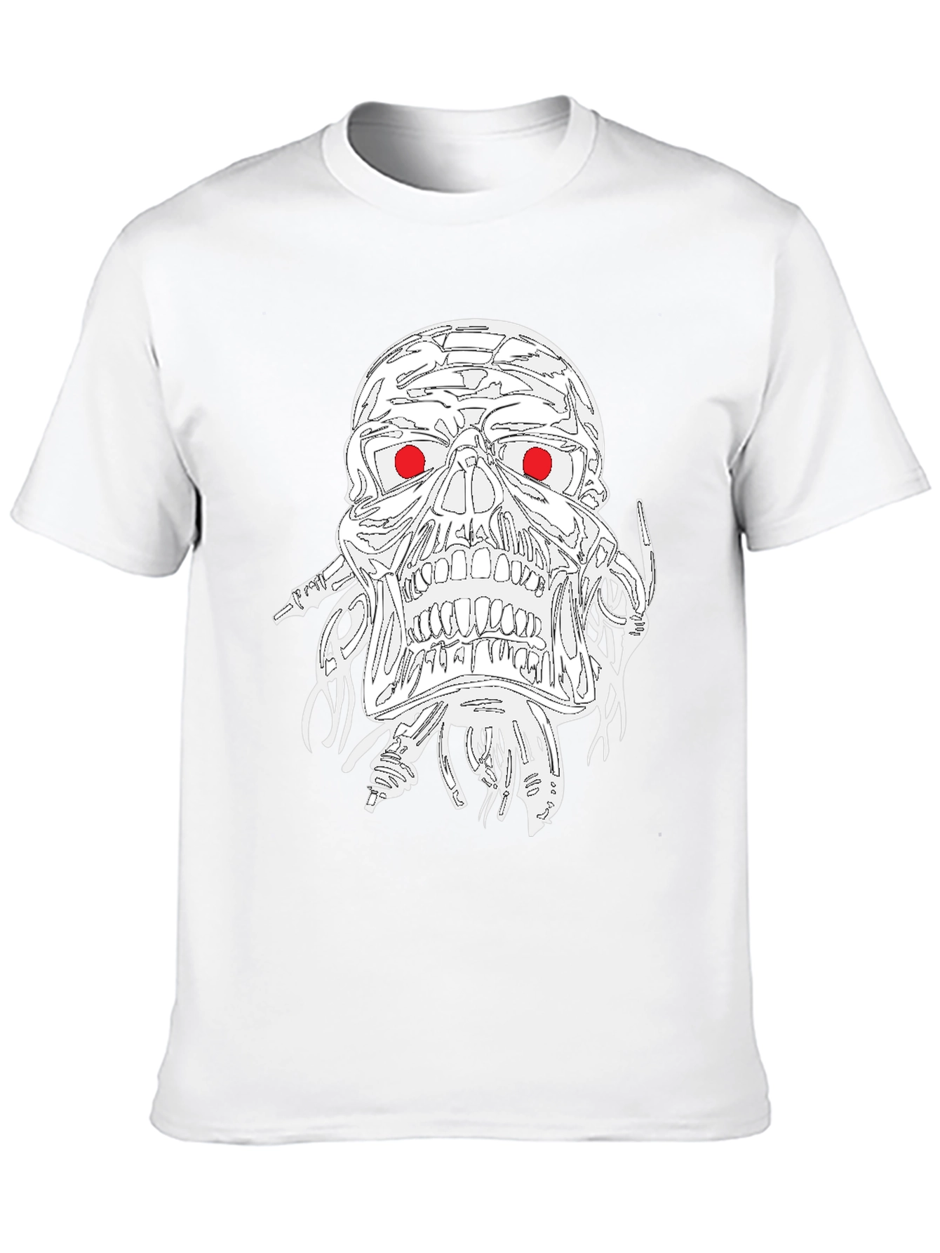 Edgy Skull Graphic Tee - Red Eyes