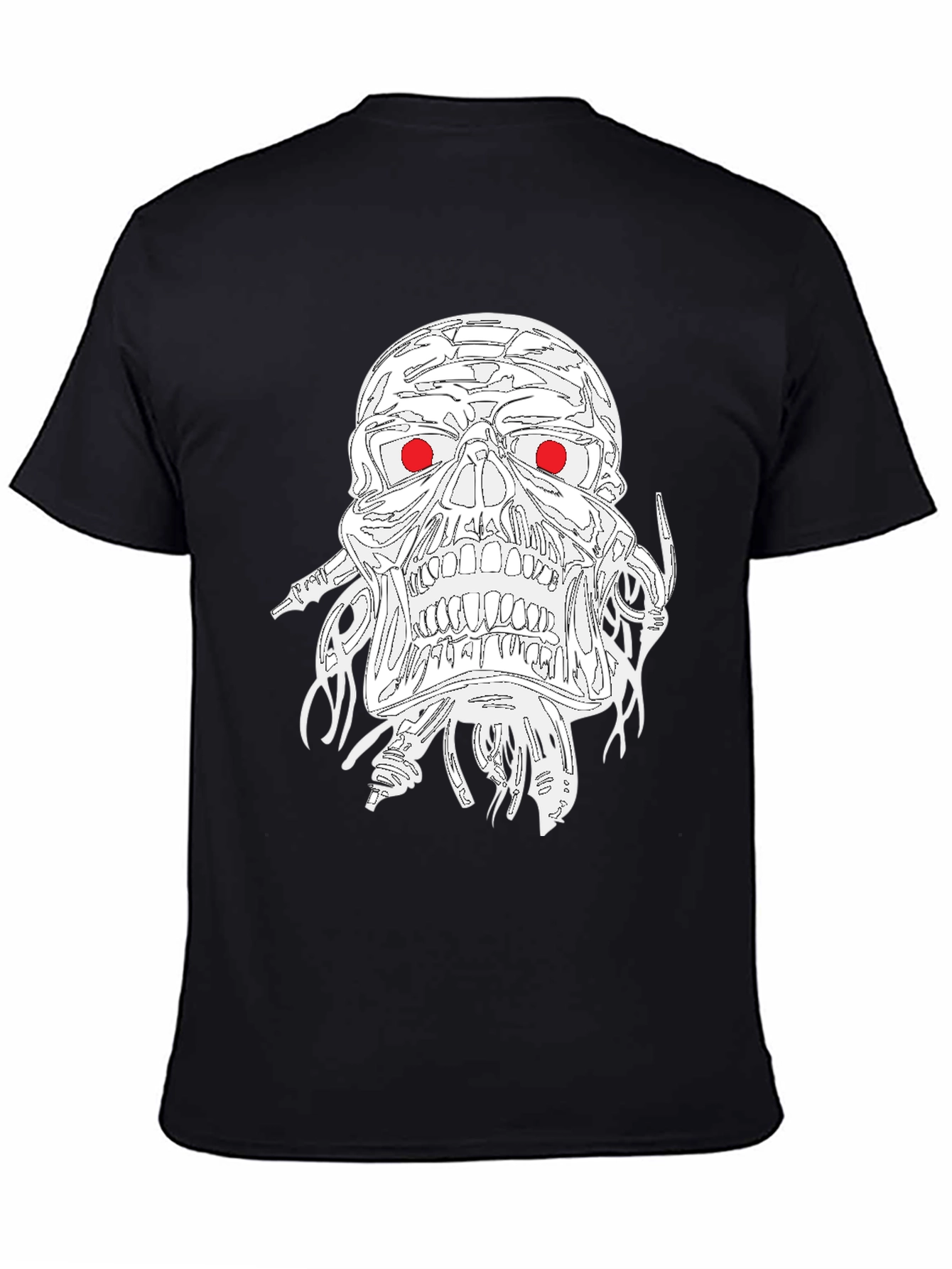 Edgy Skull Graphic Tee - Red Eyes