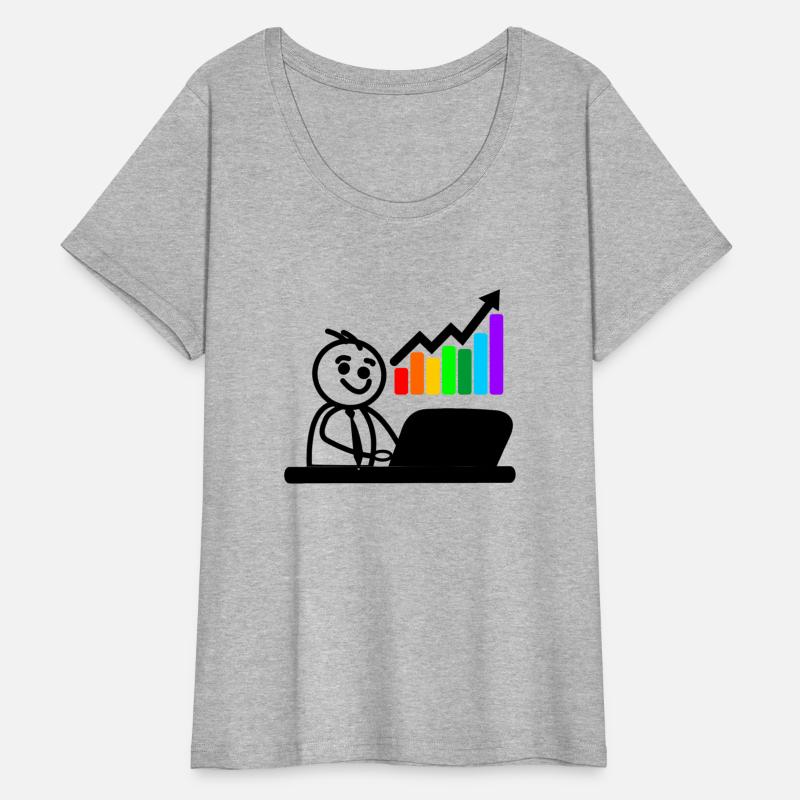 Joyful young man on laptop colored chart