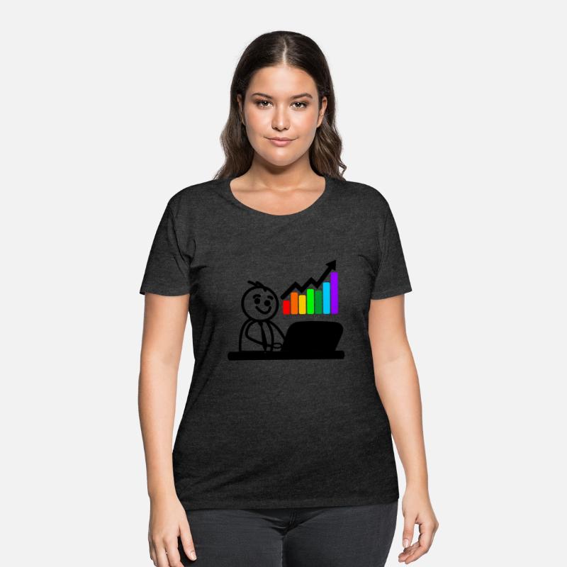 Joyful young man on laptop colored chart