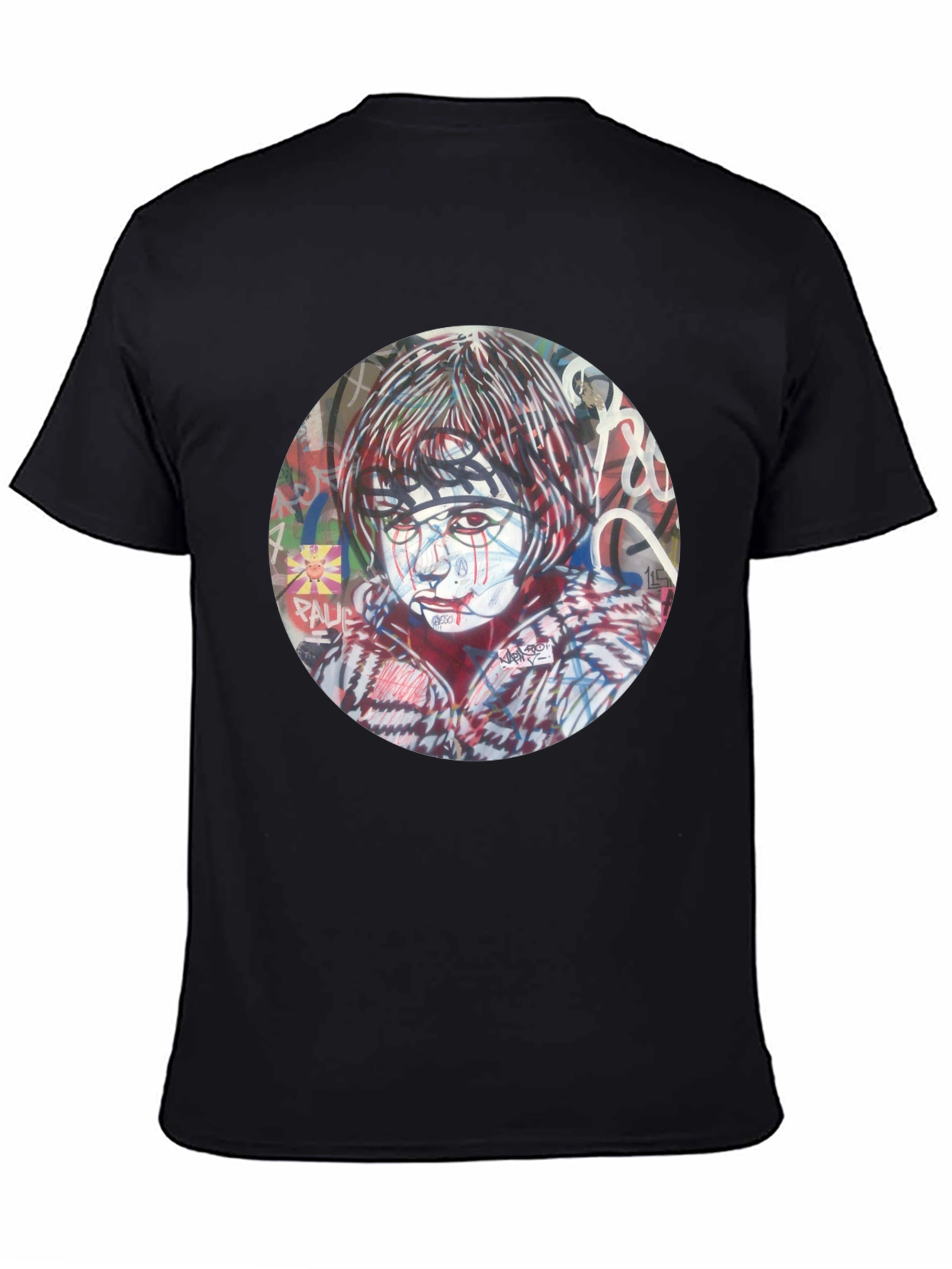 Artistic Graphic Print Black T-Shirt