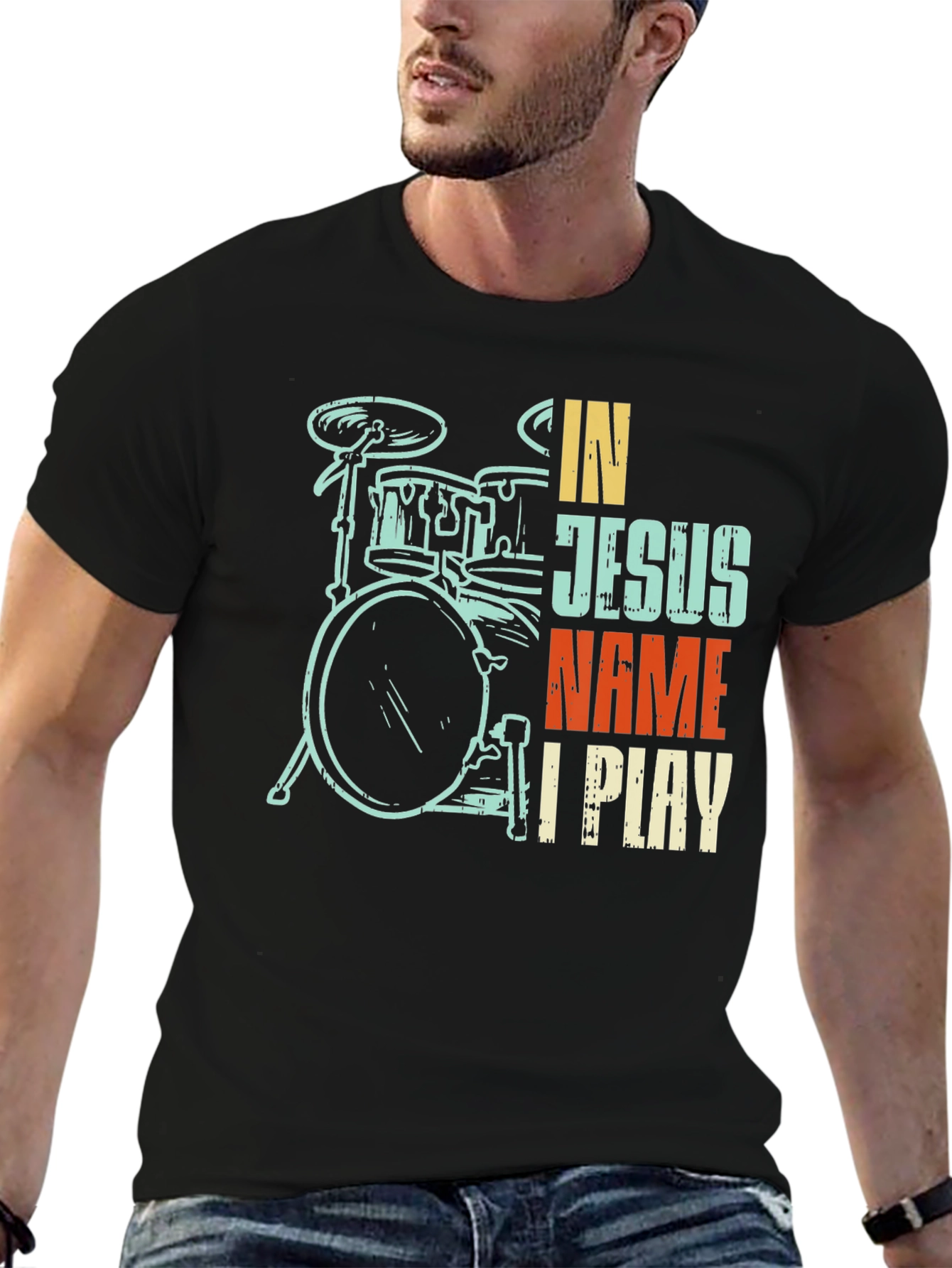 In Jesus Name I Play Drummer T-Shirt