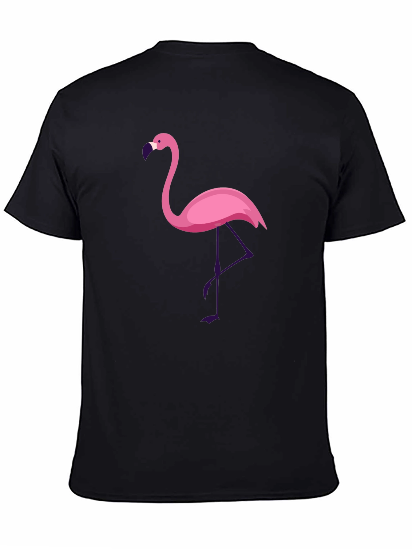 Black T-Shirt with Flamingo Graphic