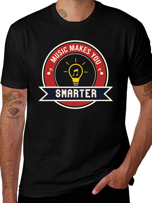Music Makes You Smarter Graphic Tee - Black Cotton T-Shirt