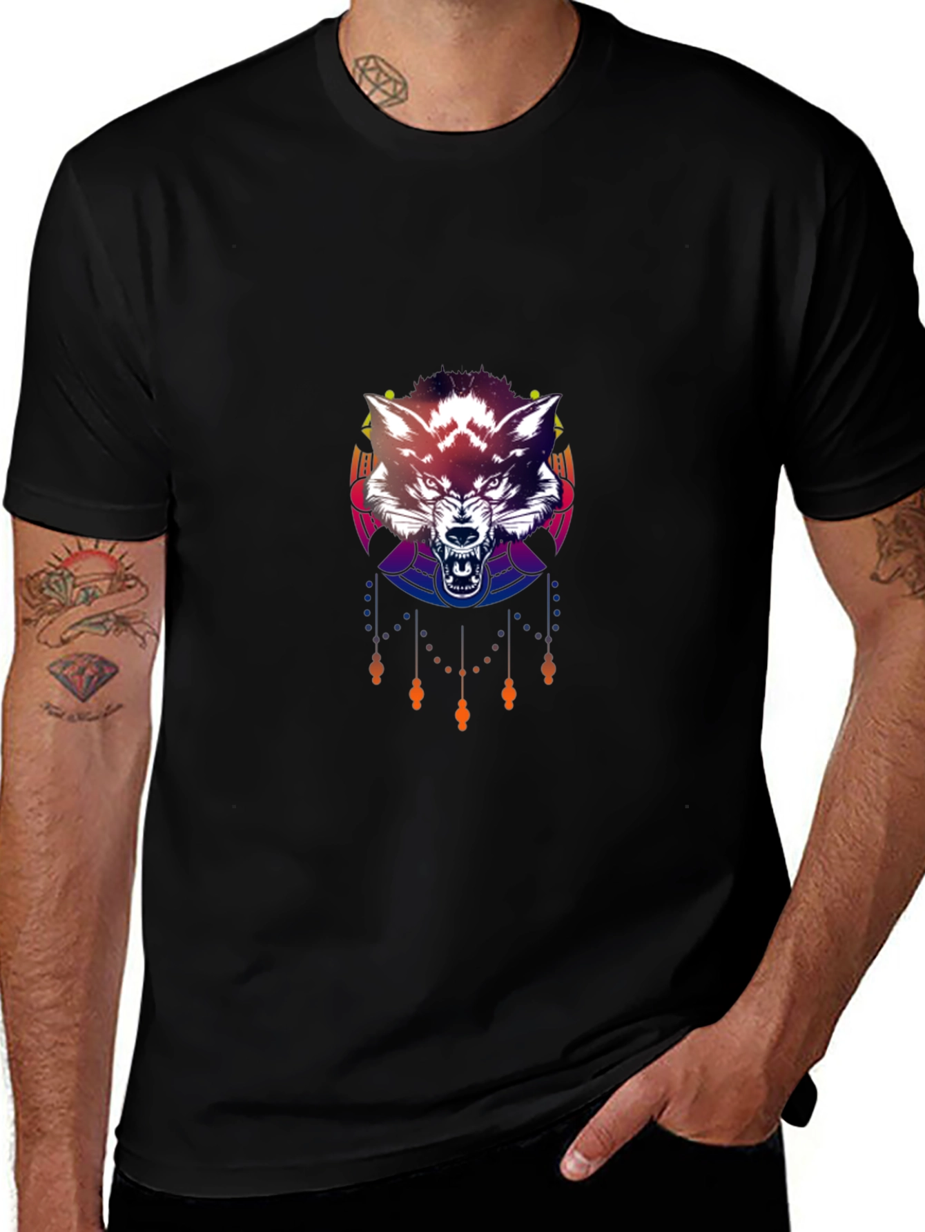 Wolf Graphic Tee - Mens Black Short Sleeve