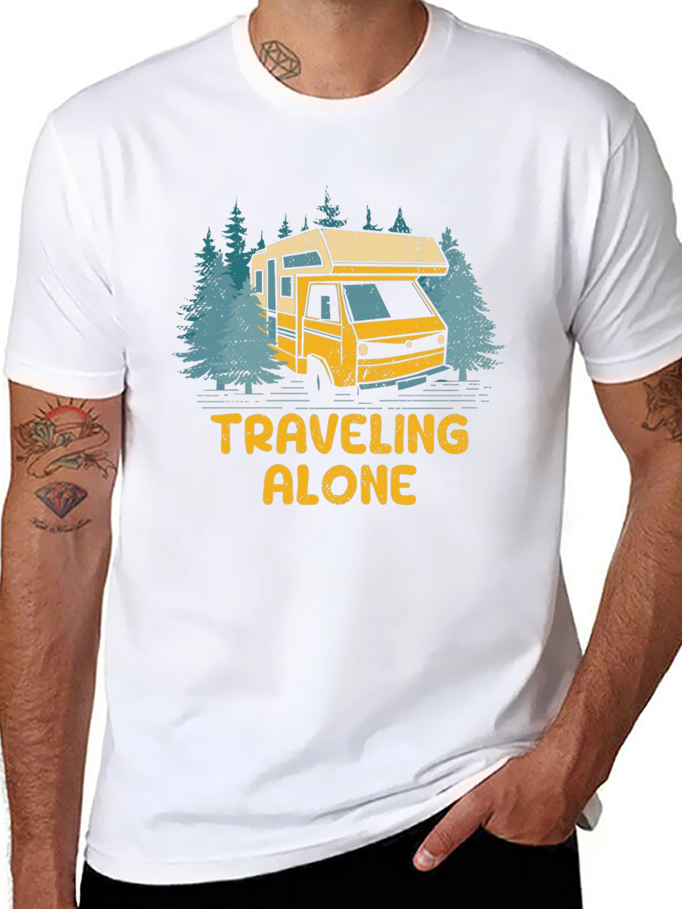 Traveling Alone Camper Van Graphic Tee