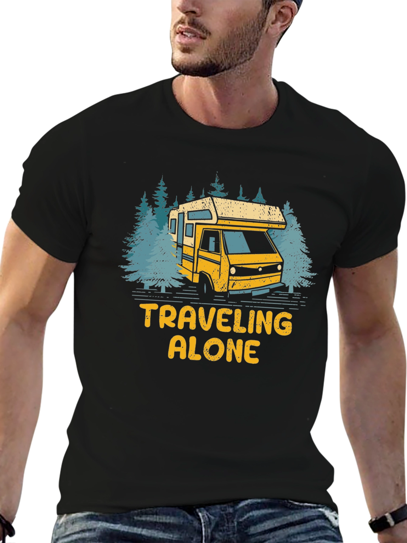 Traveling Alone Camper Van Graphic Tee
