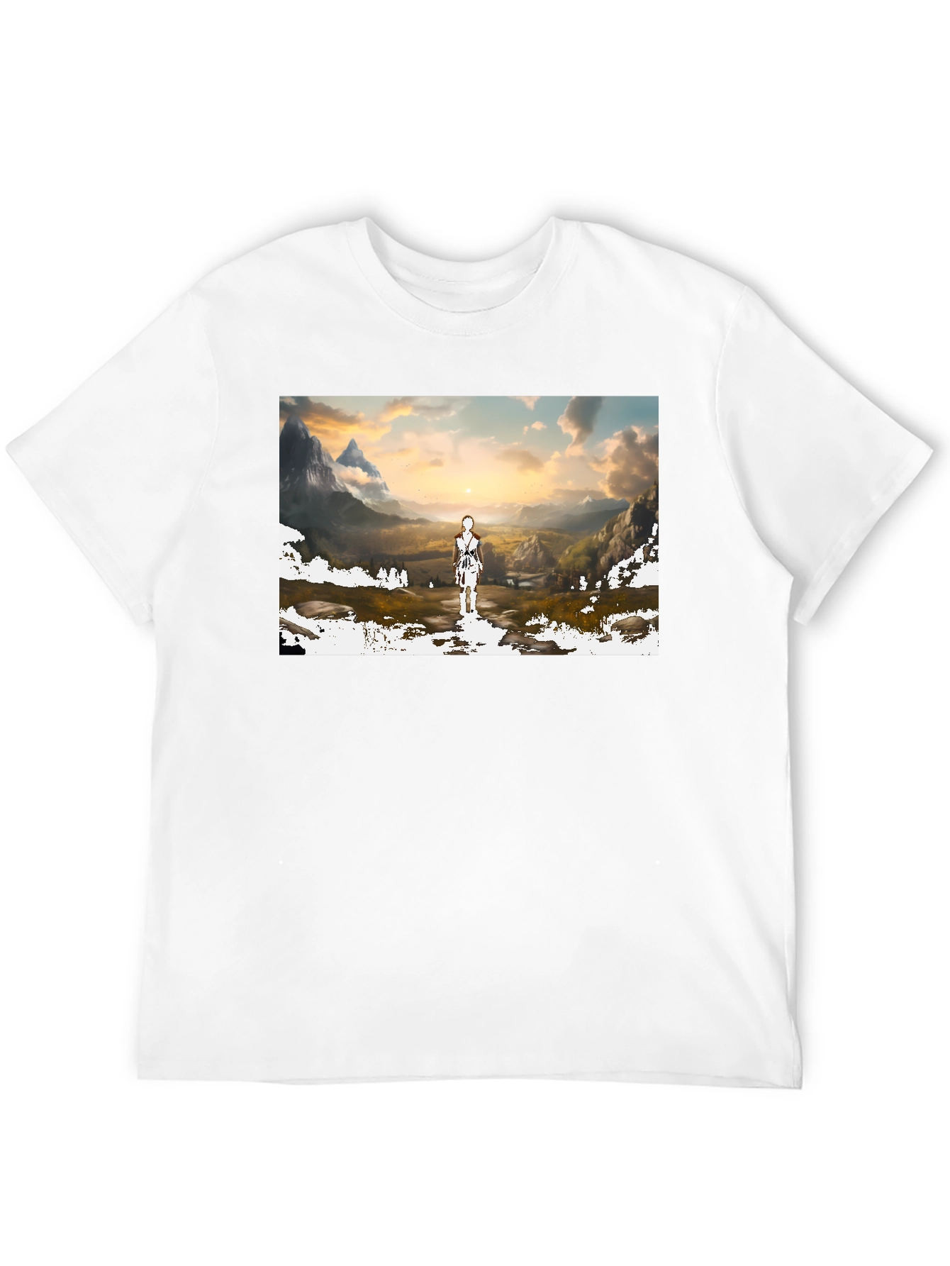 Artistic Landscape Graphic T-Shirt - Black