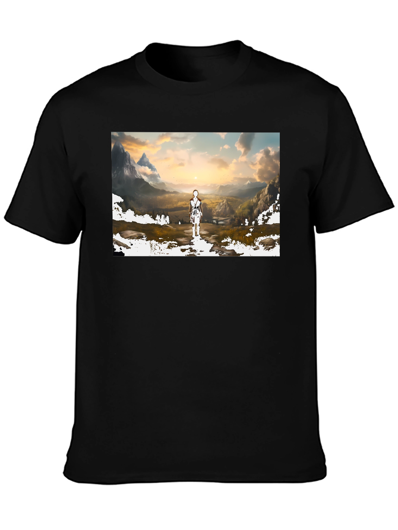 Artistic Landscape Graphic T-Shirt - Black