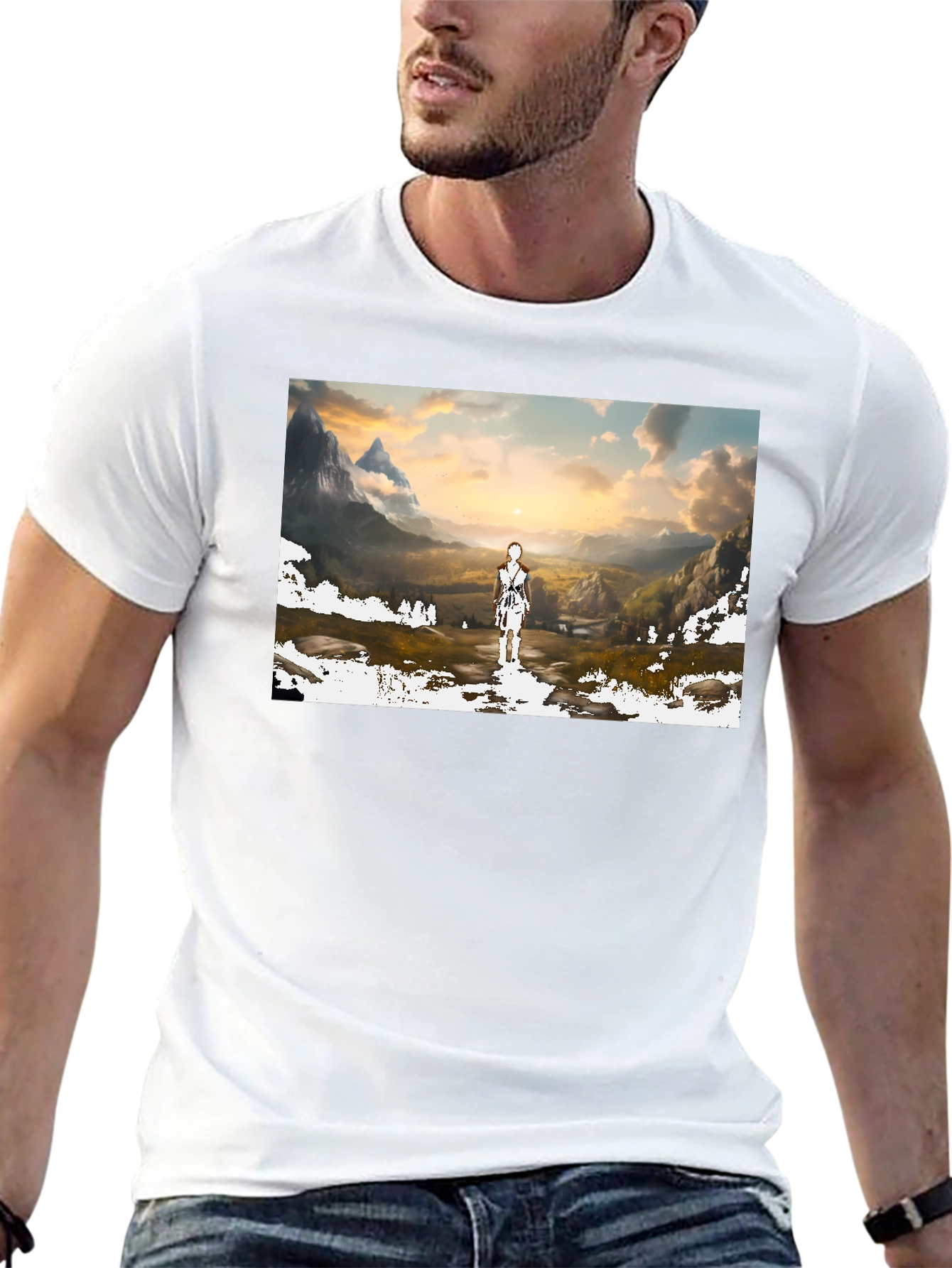 Artistic Landscape Graphic T-Shirt - Black