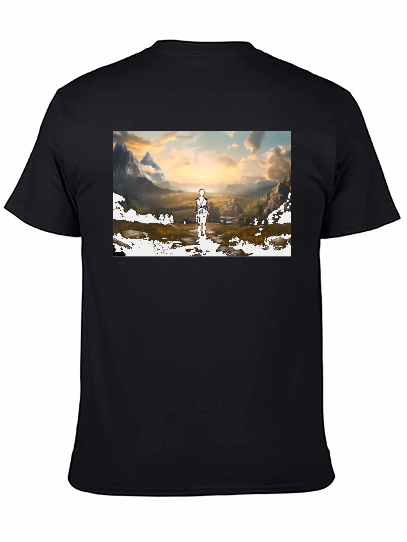 Artistic Landscape Graphic T-Shirt - Black