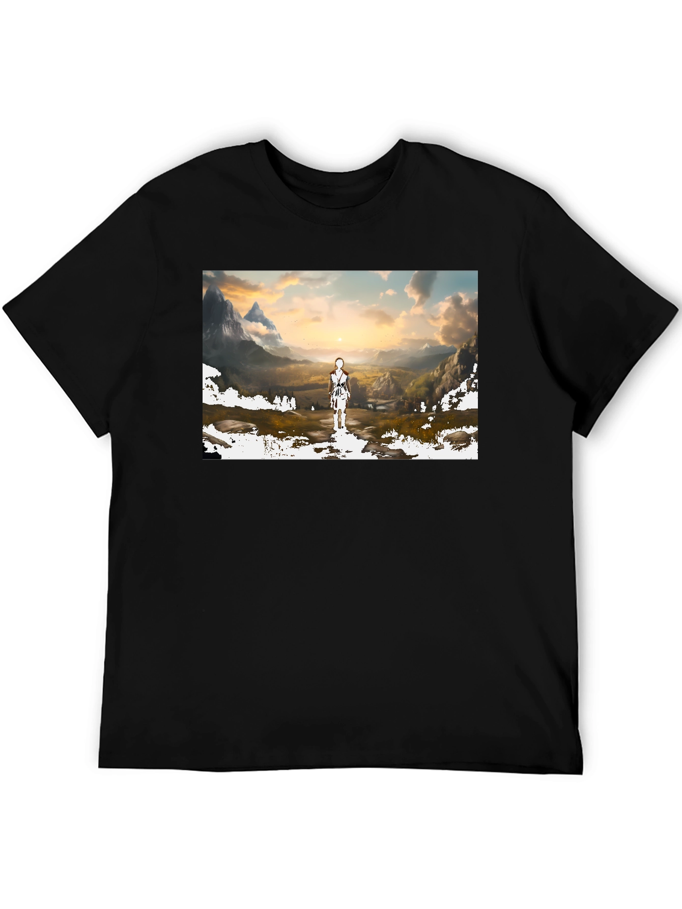 Artistic Landscape Graphic T-Shirt - Black