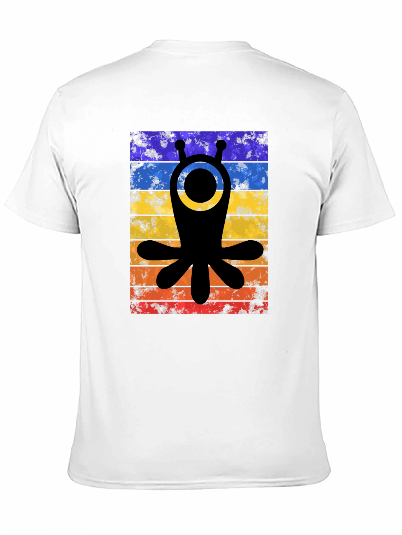Retro Alien Tee - Distressed Stripes Graphic T-Shirt