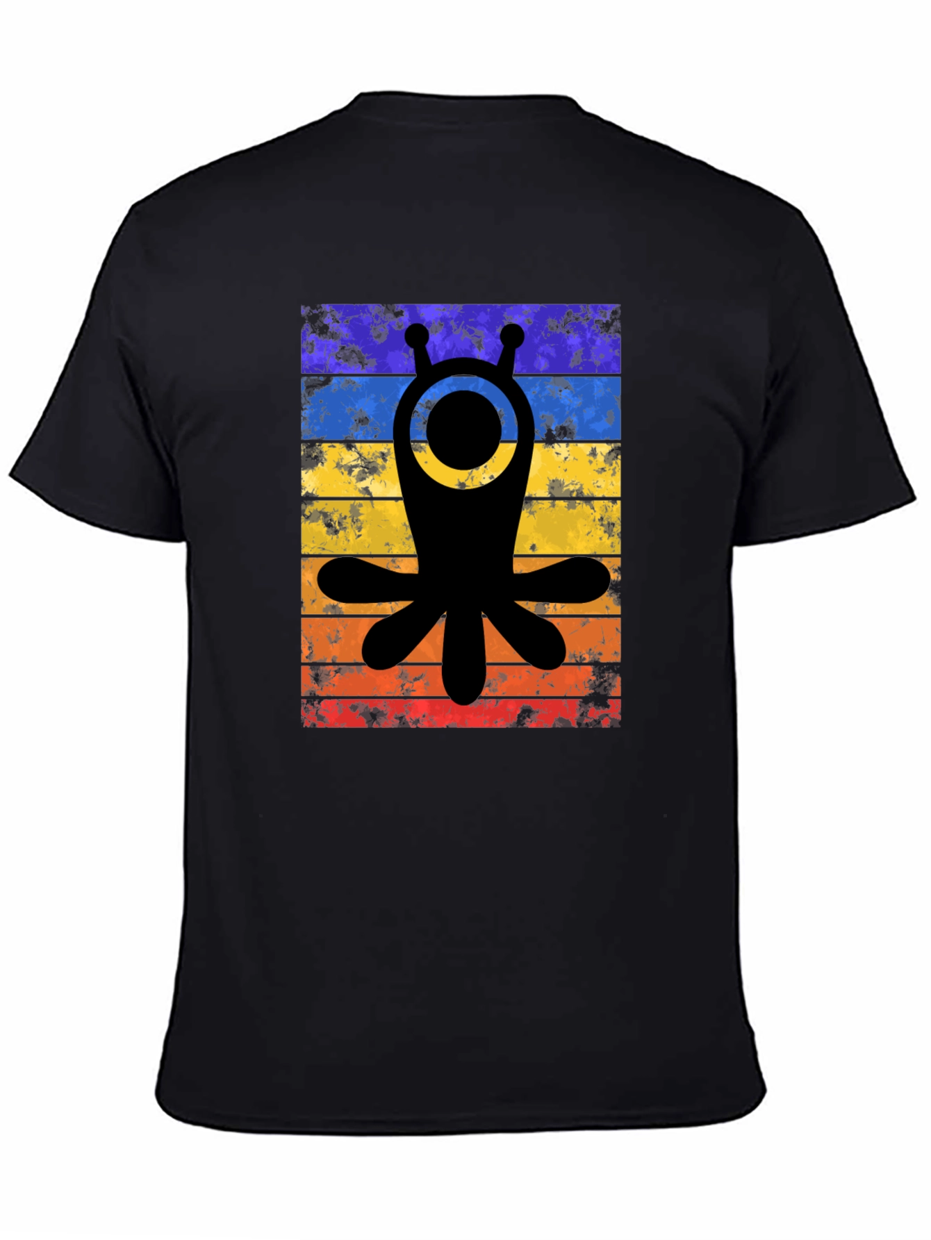 Retro Alien Tee - Distressed Stripes Graphic T-Shirt