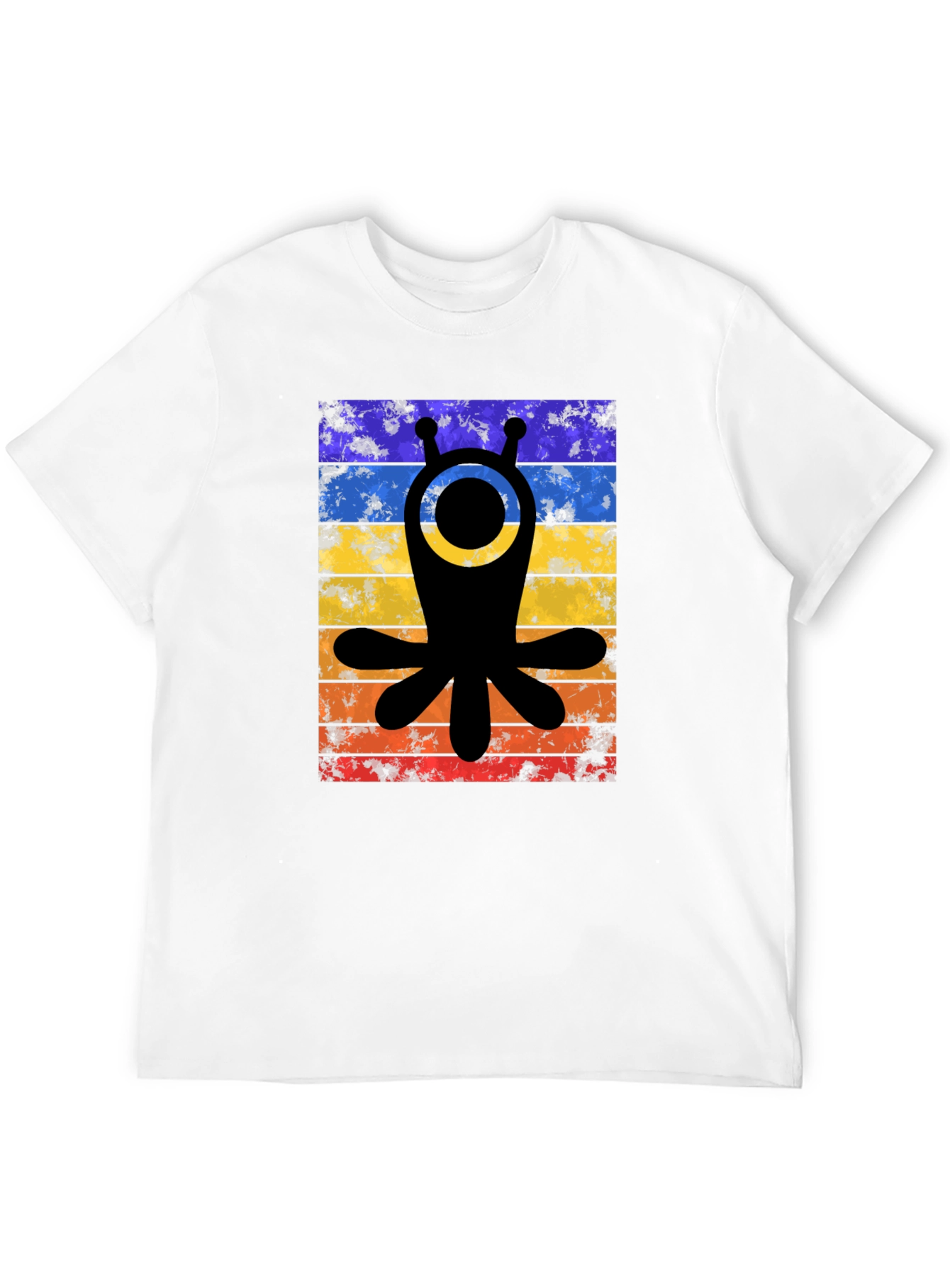 Retro Alien Tee - Distressed Stripes Graphic T-Shirt