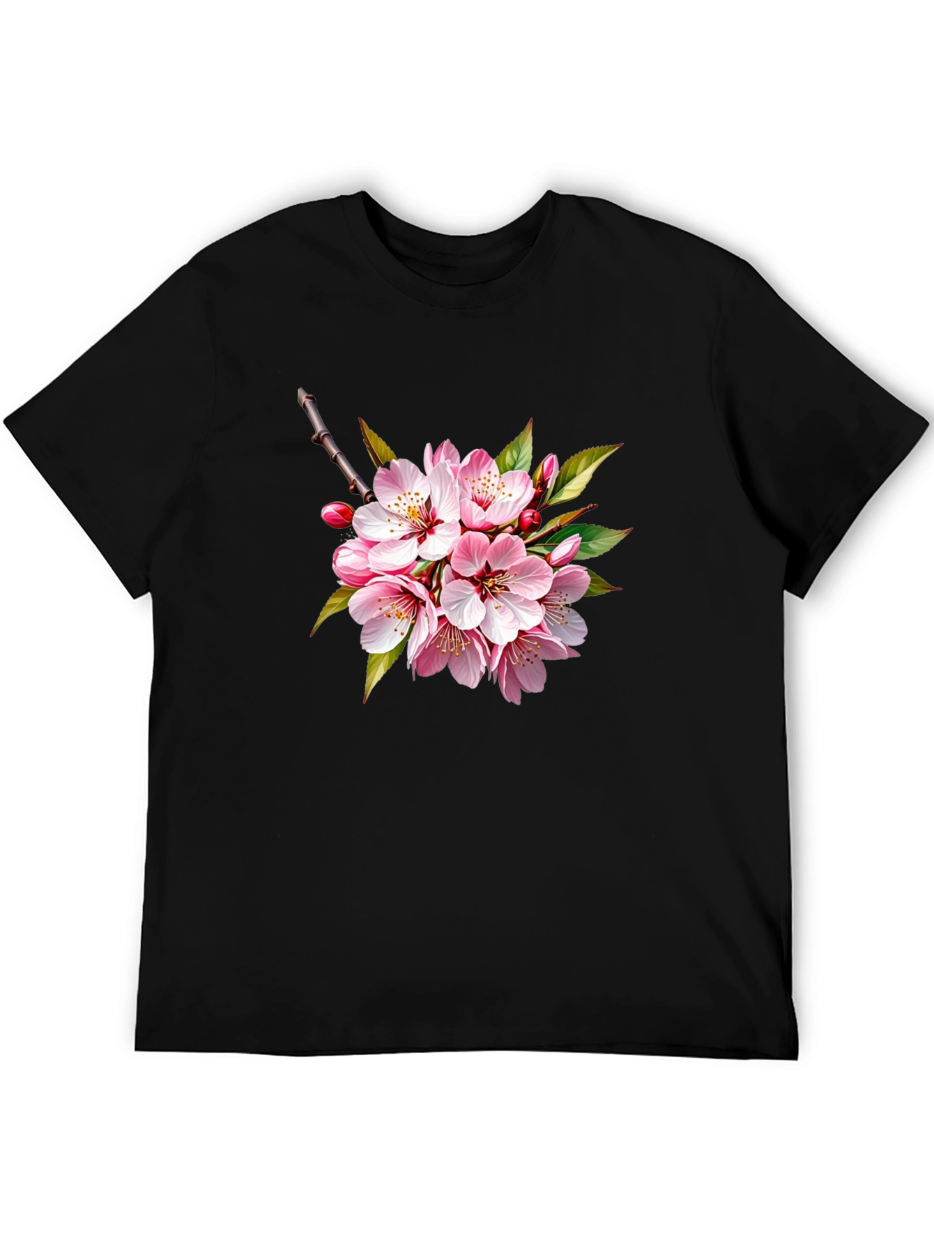 Cherry Blossom Graphic Black T-Shirt