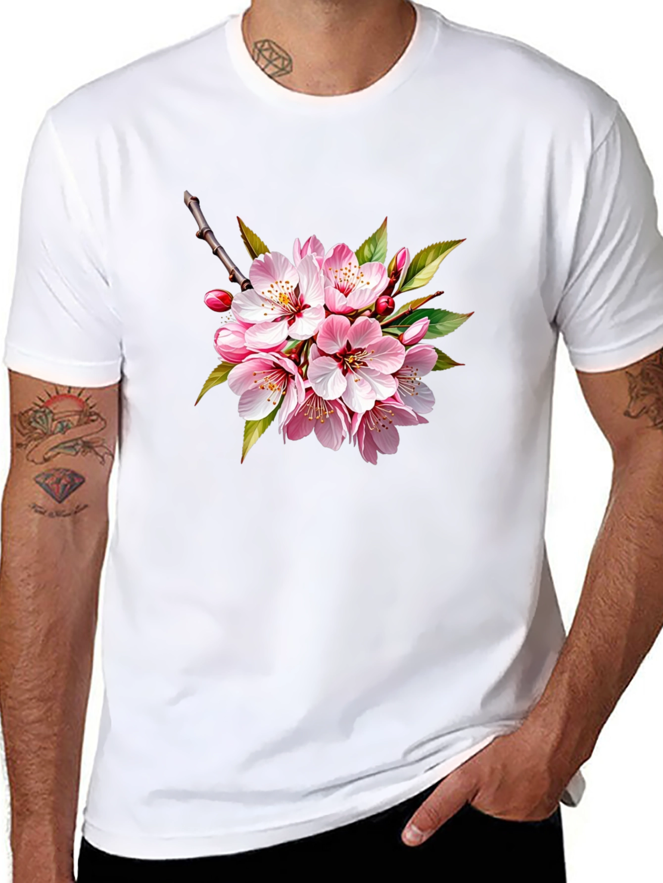 Cherry Blossom Graphic Black T-Shirt