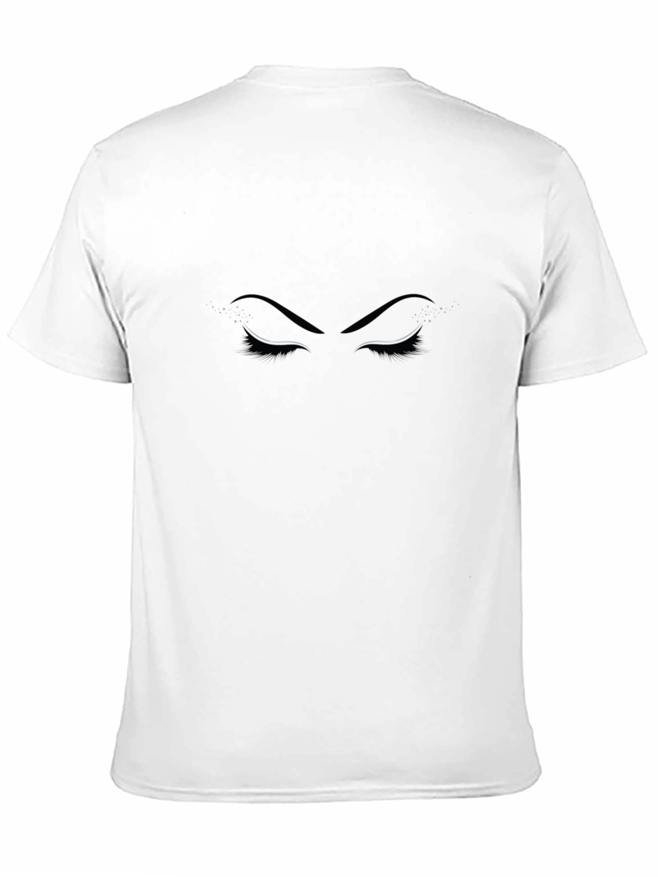 Stylish Graphic Tee - Eyes Design Black Cotton Casual