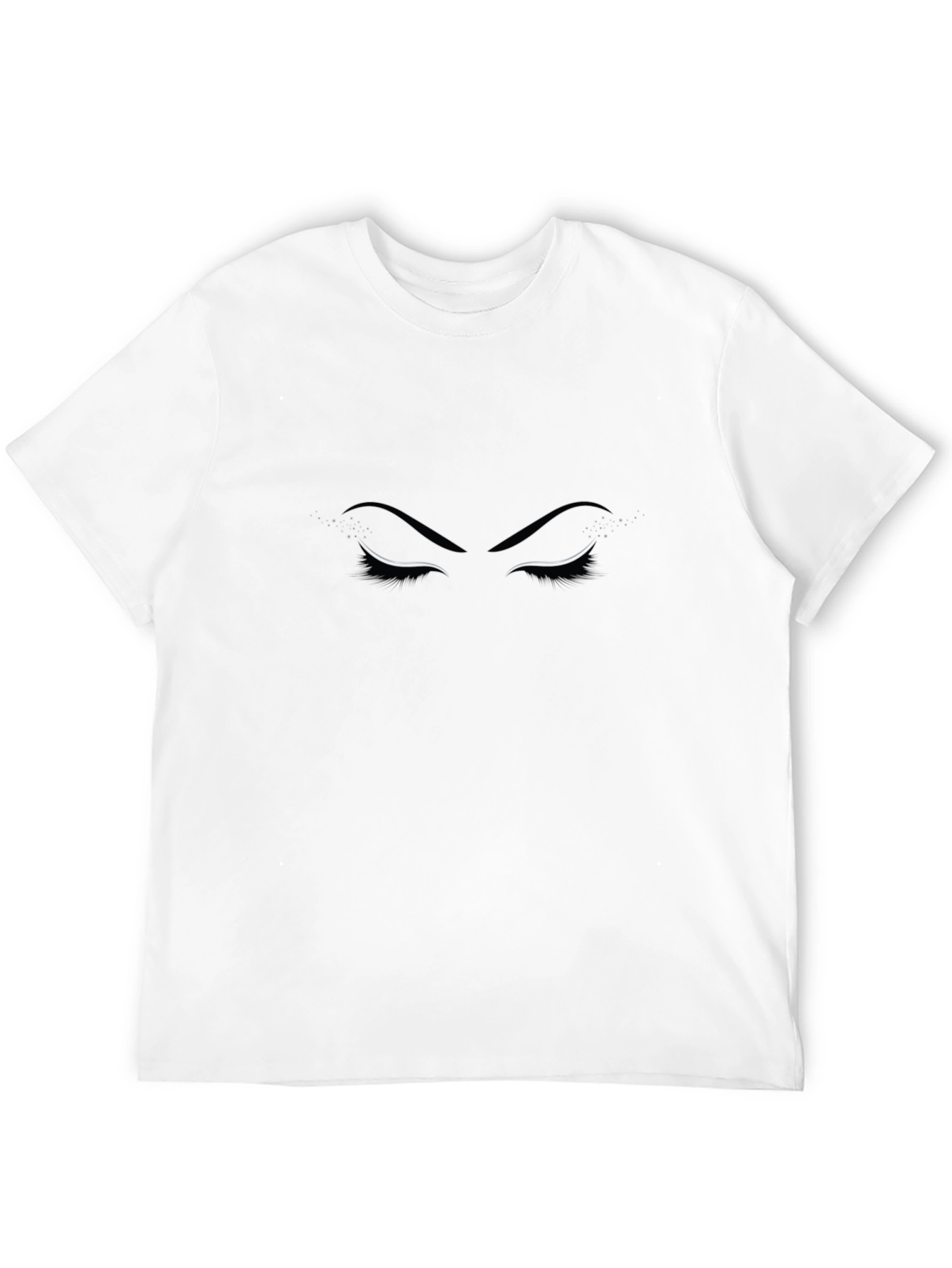 Stylish Graphic Tee - Eyes Design Black Cotton Casual