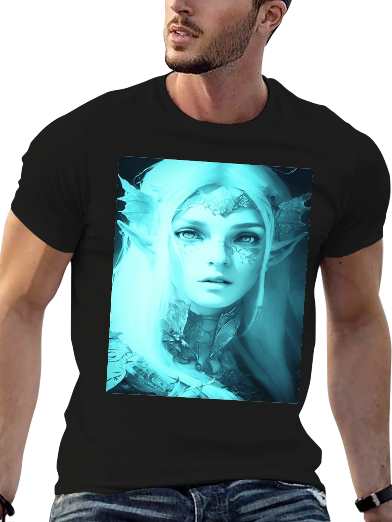Fantasy Elf Graphic Tee - Mens Black T-Shirt