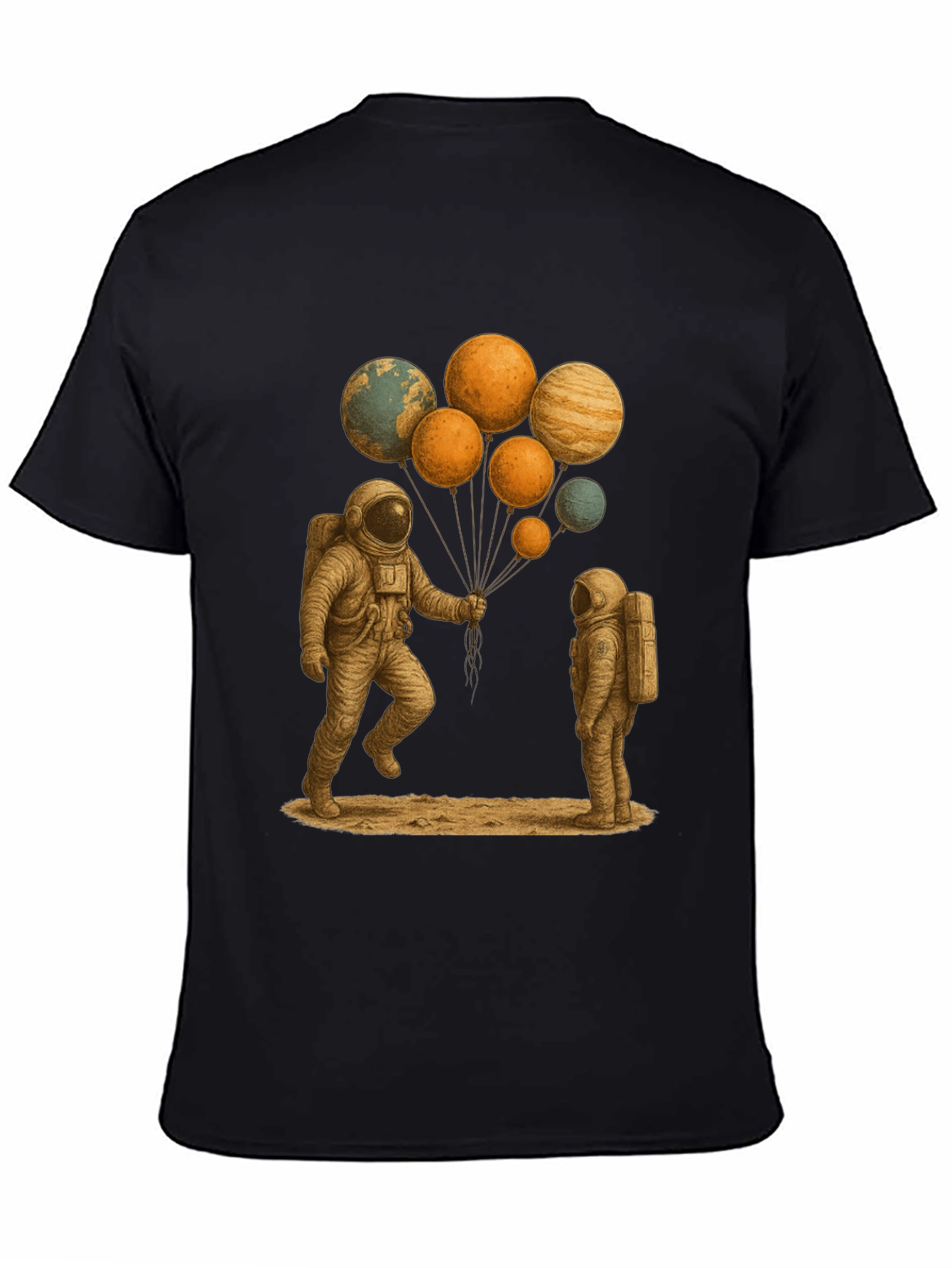 Astronauts and Planet Balloons Graphic Tee