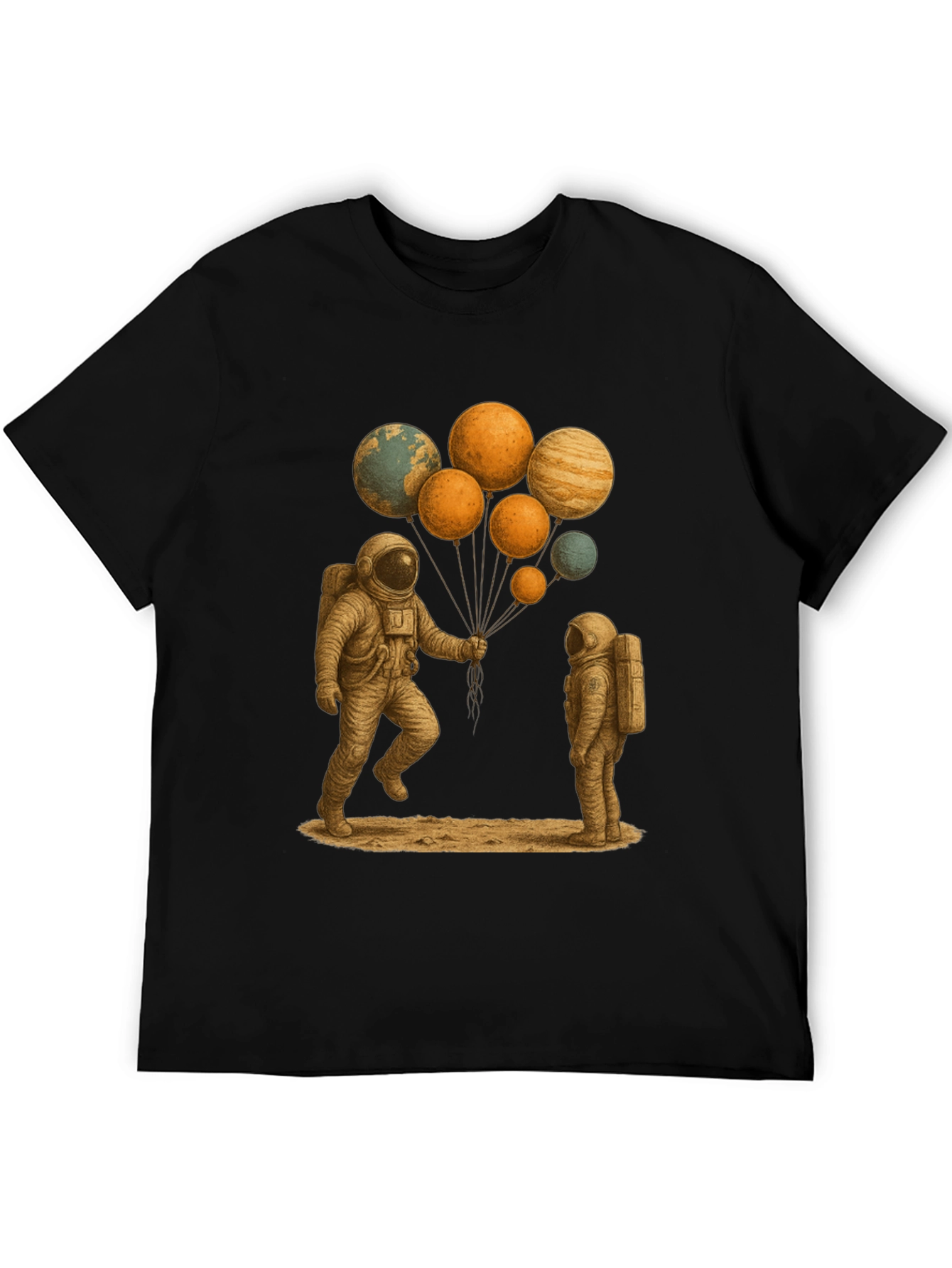 Astronauts and Planet Balloons Graphic Tee