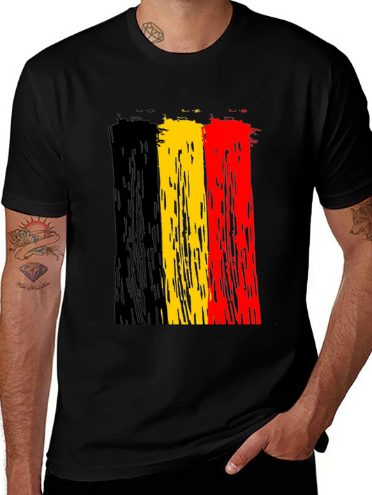 Belgium Flag Brushstroke T-Shirt - Black