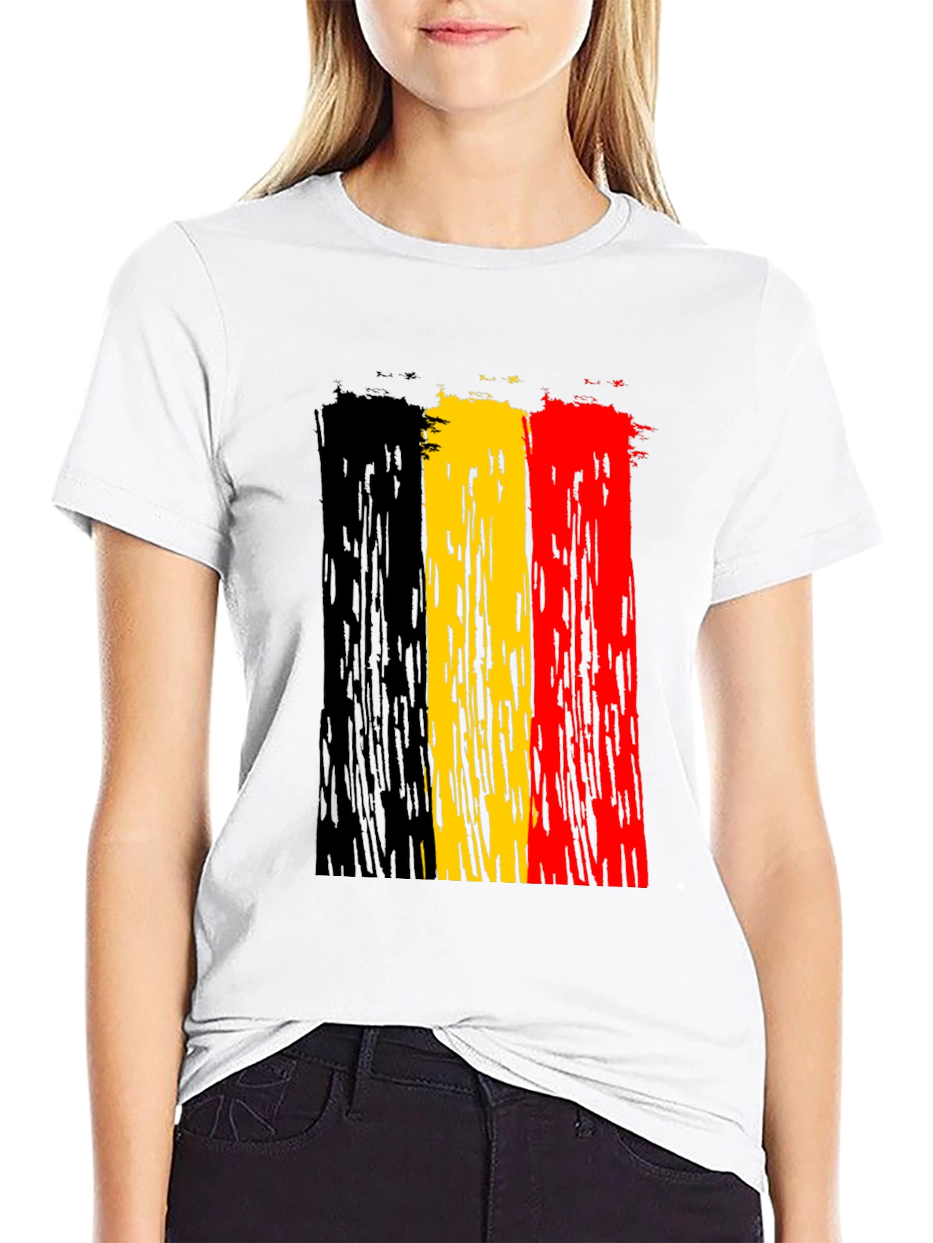 Belgium Flag Brushstroke T-Shirt - Black