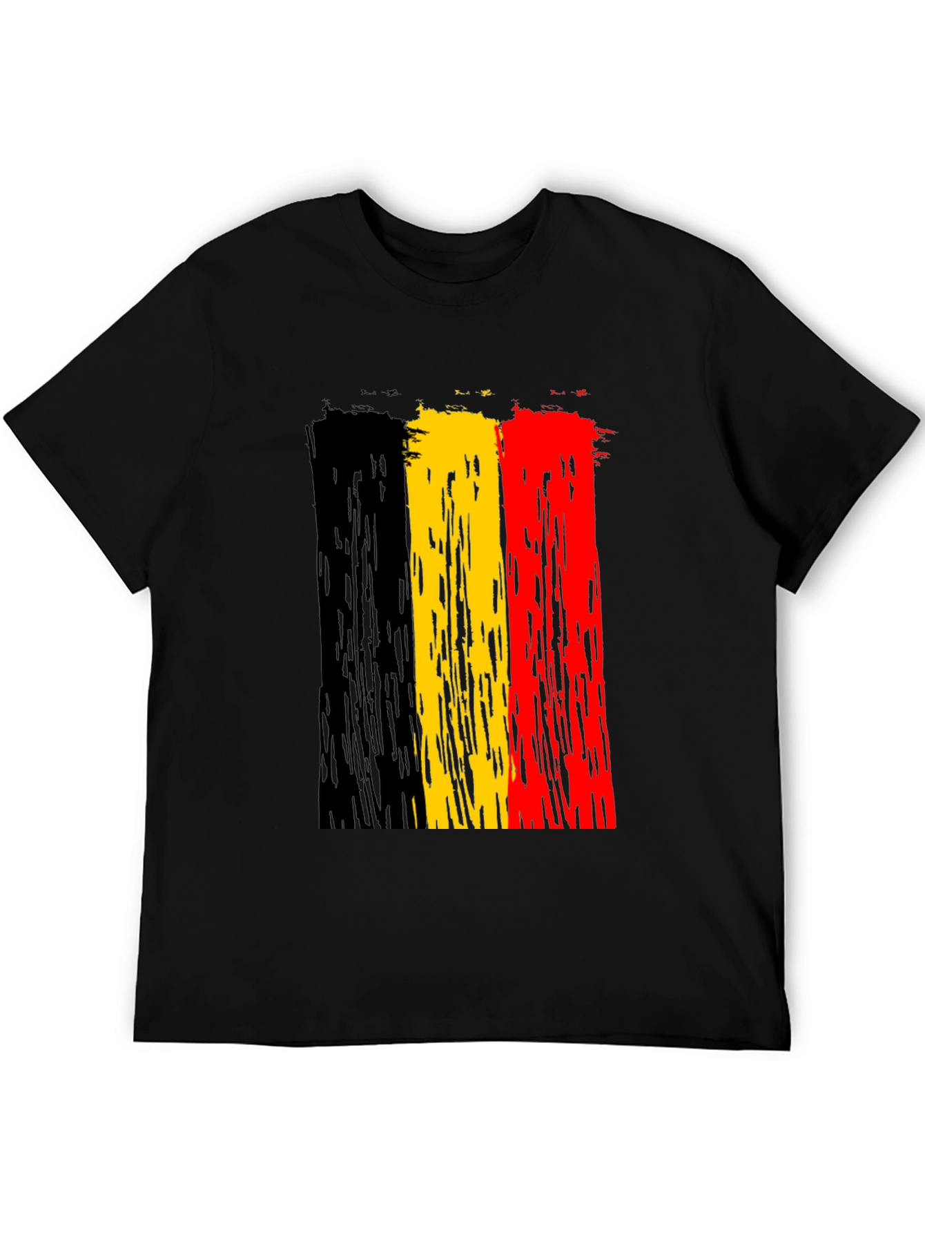 Belgium Flag Brushstroke T-Shirt - Black
