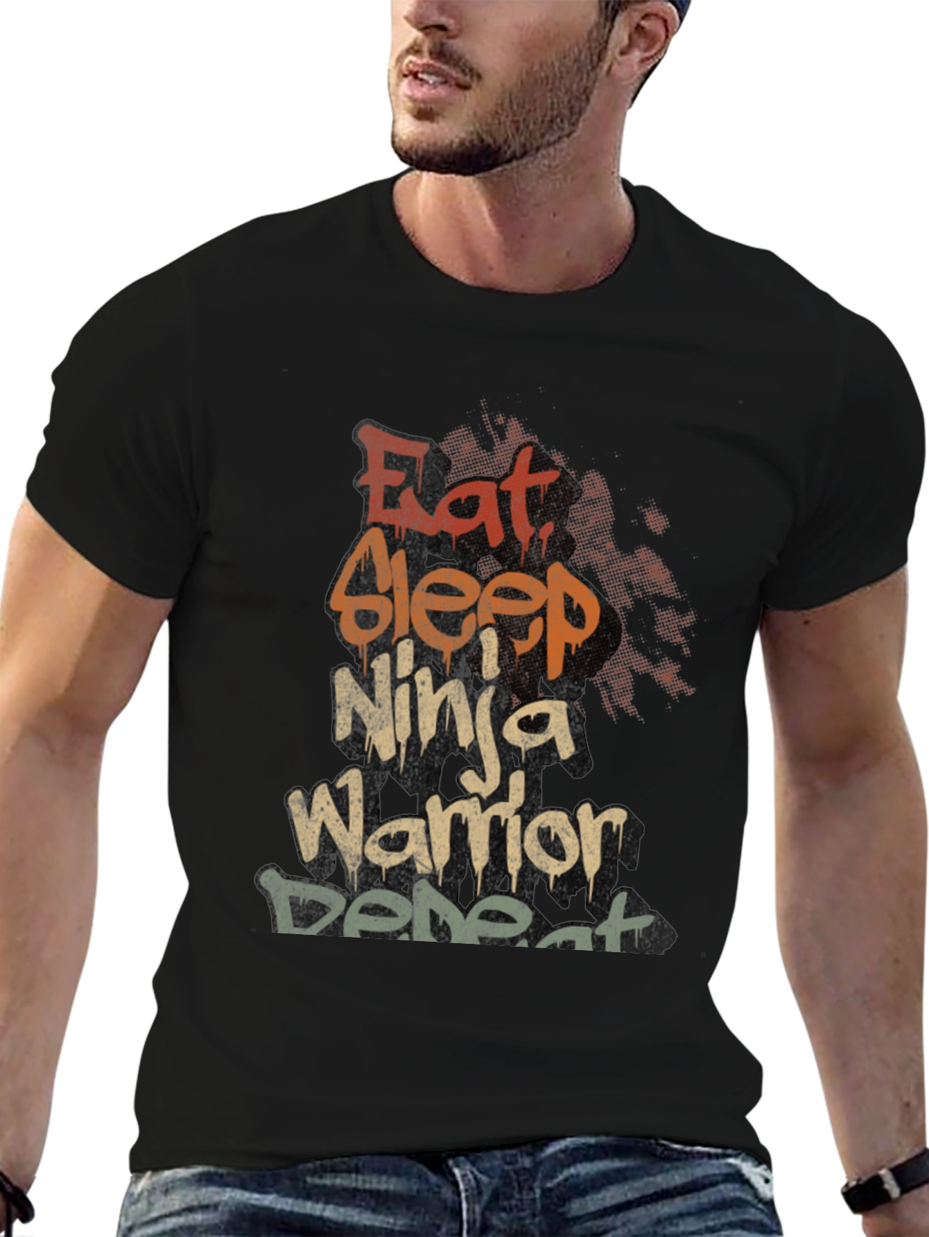 Eat Sleep Ninja Warrior Defeat Graphic T-Shirt